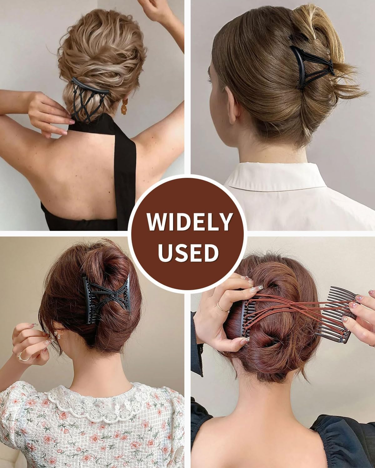 AORHOFJ 2 Pieces Elastic Hair Comb for Women, Elastic Hair Clip Comb with Double Comb Hair Clip Accessories for Women Hair Styling Tools for Thick, Curly, Fine Hair (Black) image number 1