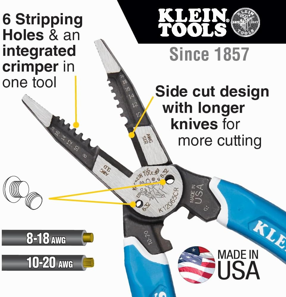 Klein Tools A-K12065CR Klein-Kurve Heavy-Duty Wire Stripper, 8-20 AWG image number 6