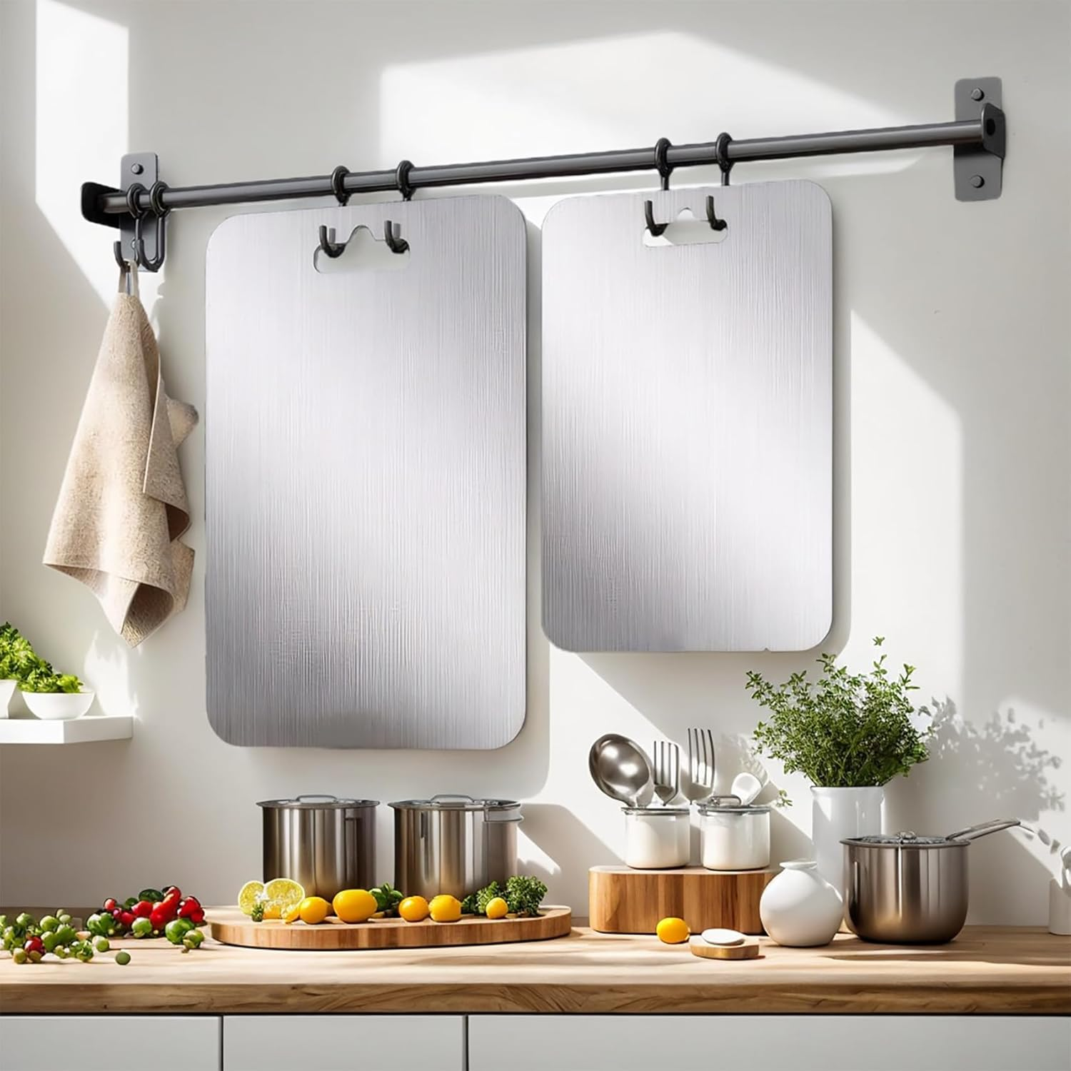 TTFP Titanium Cutting Board - 99.7% Pure Titanium Chopping Board for Kitchen Cutting Board (Large)