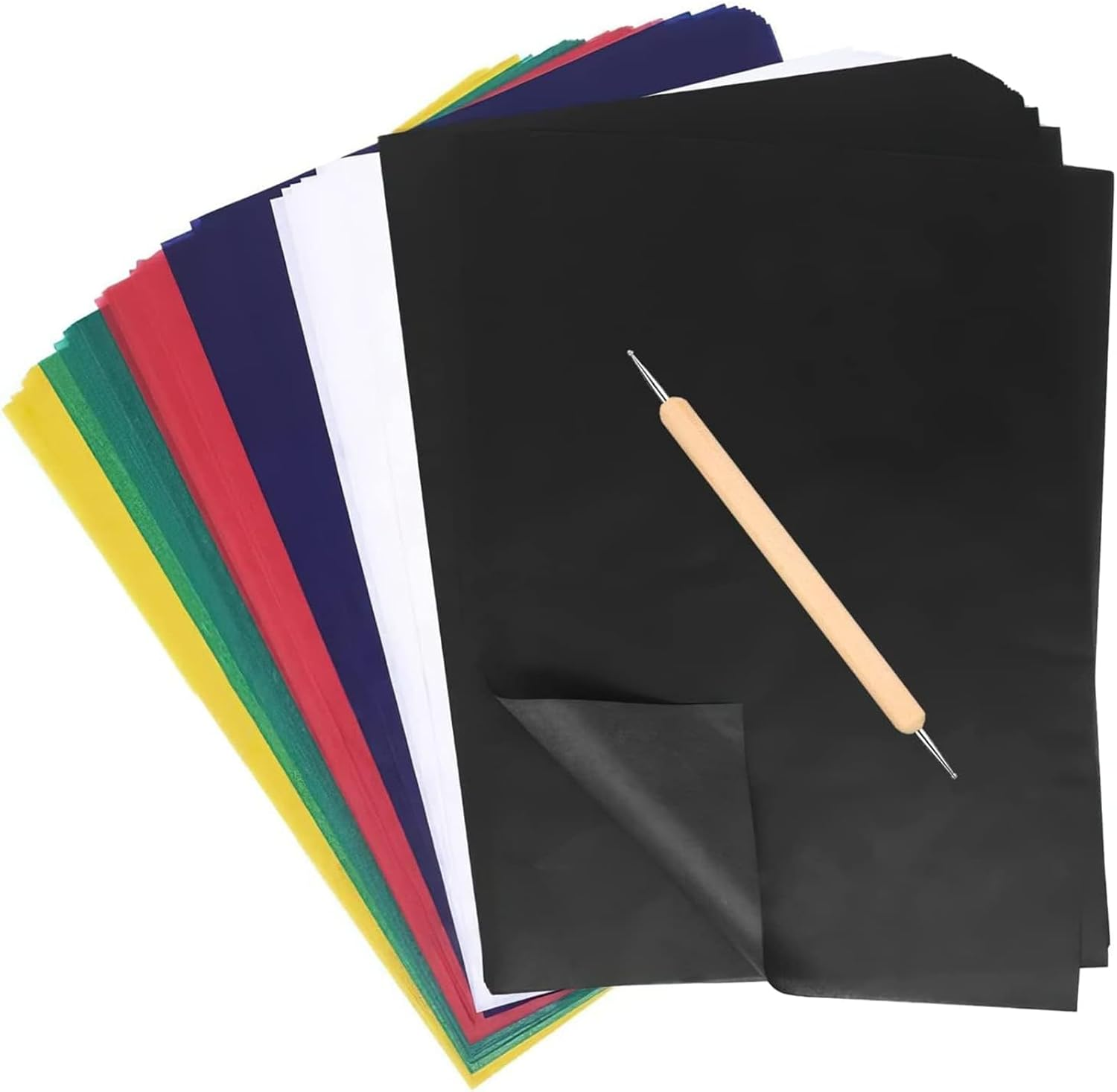 Carbon Paper, 60 Sheets Carbon Copy Paper Set with Embossing Stylus, Carbon Transfer Paper for DIY Canvas Drawing Sketching Canvas Wood Art Surfaces Office School, 8.3 * 11.7Inches image number 2