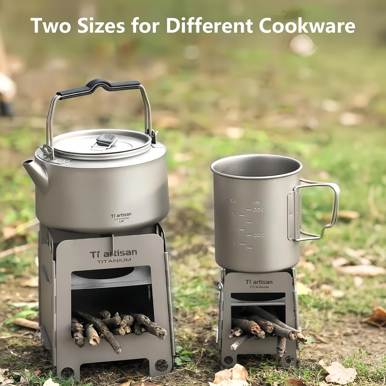 Ti Artisan Titanium Wood Stove Foldable Portable Alcohol Camping Backpacking Stove for Outdoor Camping Picnic BBQ (WS006ST)