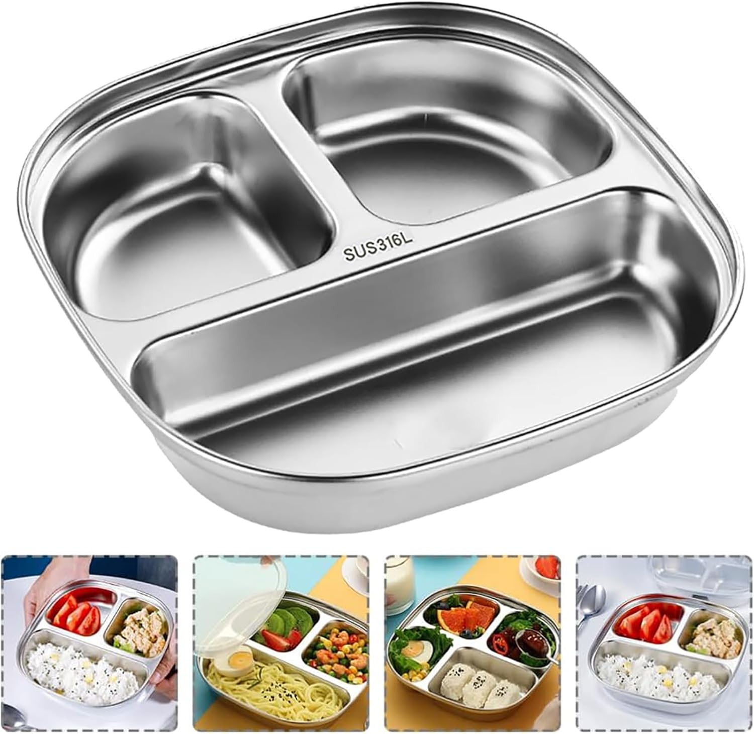 Stainless Steel Baby Plate, Stainless Baby Suction Plates Reusable Stainless Steel Kids Plates for Toddler Feeding Supplie, Dishwasher Safe (Kid'S Plate)