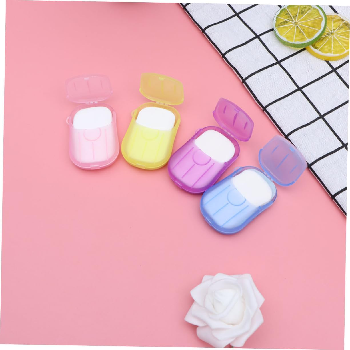BRIGHTFUFU 8Pcs Travel Soap Flakes Paper Soap Tablets Boxed for Bath Face Hand Wash Safe image number 1