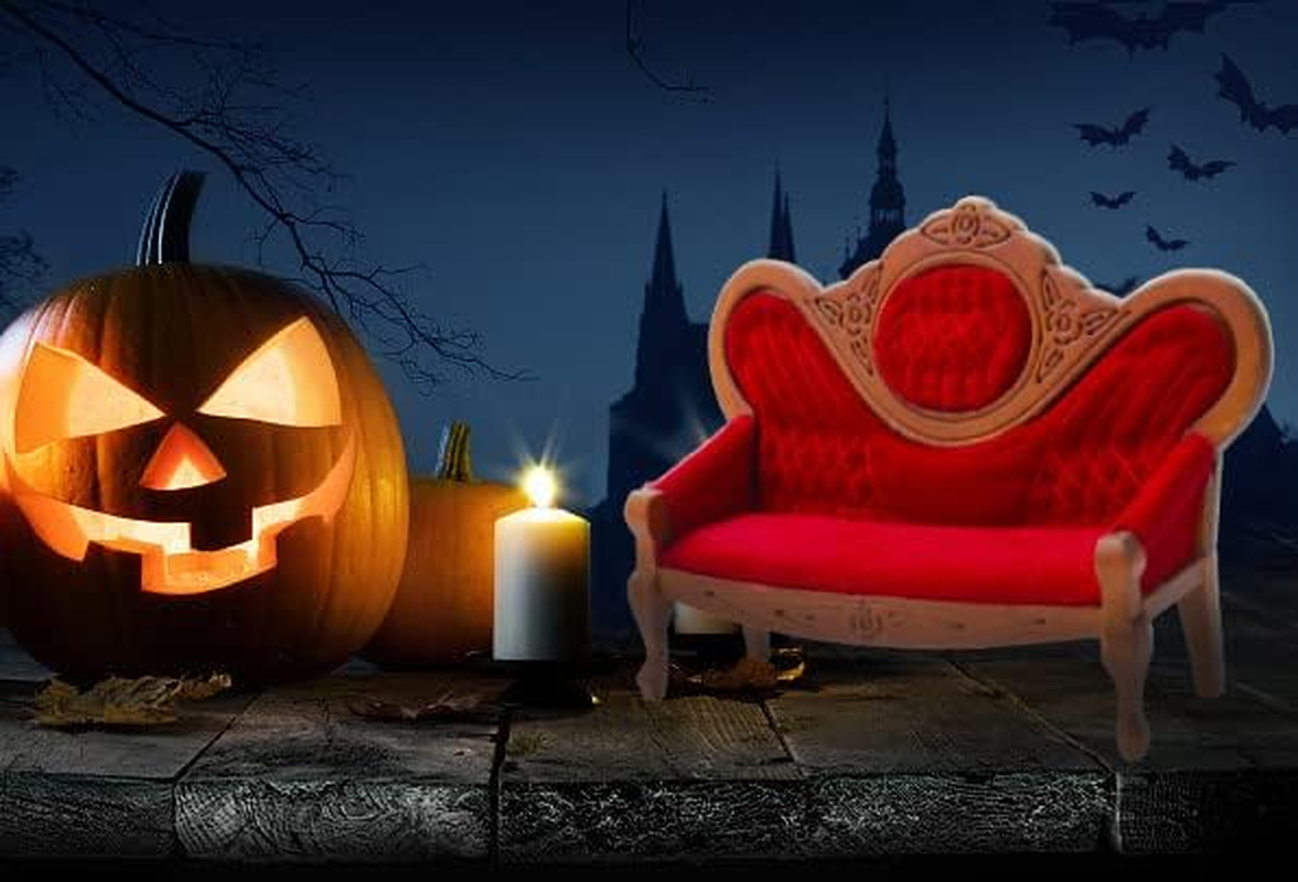 Hiawbon 1:12 Miniature Mini House Furniture Vintage Red Wooden Carved Sofa for Miniature House Accessories Furniture Decoration Birthday image number 1