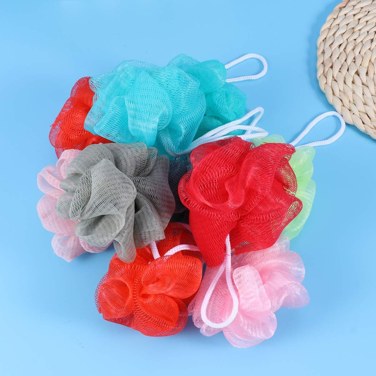 Cabilock 10Pcs Bath Balls for Shower Mesh Bath Sponge Set Exfoliate Puff Sponge Bathroom Accessories for Bathing Random Color