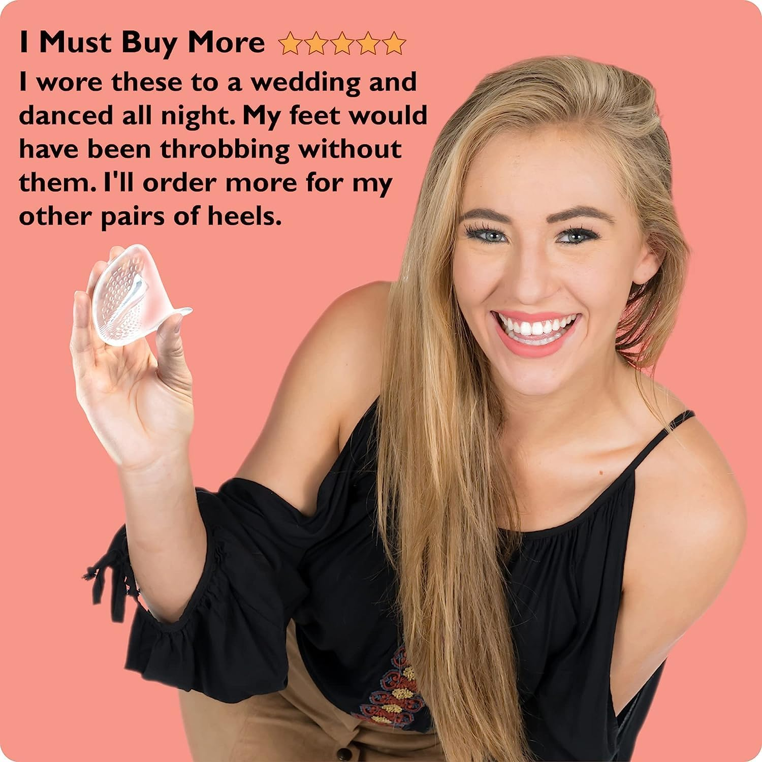 Metatarsal Pads Women | Heel Inserts for Women | Ball of Foot Cushions for Women High Heel (2 Pairs Foot Pads) - Helps with Pain Instantly - One Size Fits Shoe Inserts for Women (Clear) - Clear image number 3