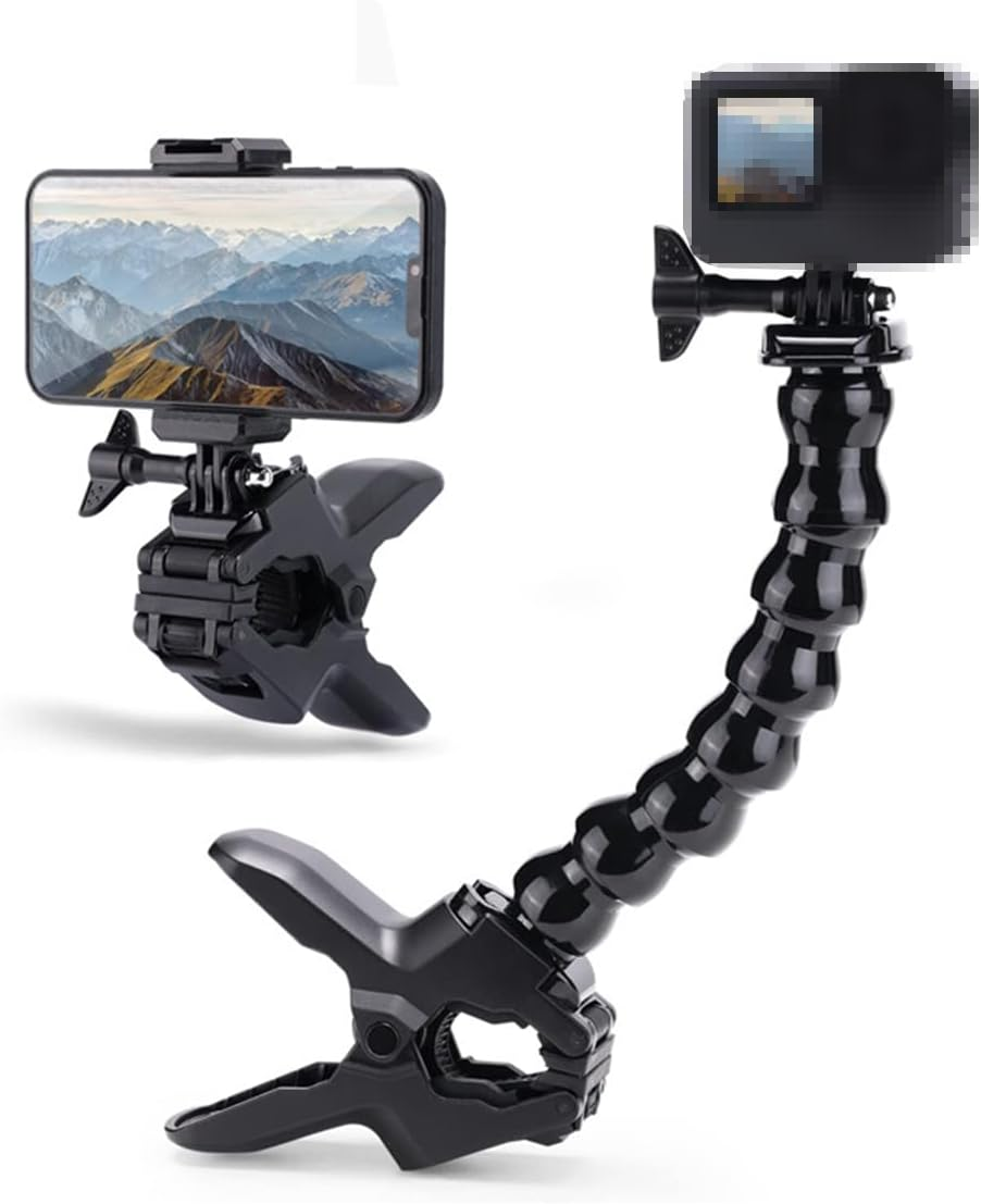 Ariv Hommey Jaws Flex Clamp Mount Gooseneck Clip Mount Compatible with Gopro Hero 13, 12, 11, 10, 9, 8, 7, 6, 5, 4, Session, 3+, 3, 2, 1, Max, Hero (2018), Fusion, DJI Osmo Action Cameras image number 6