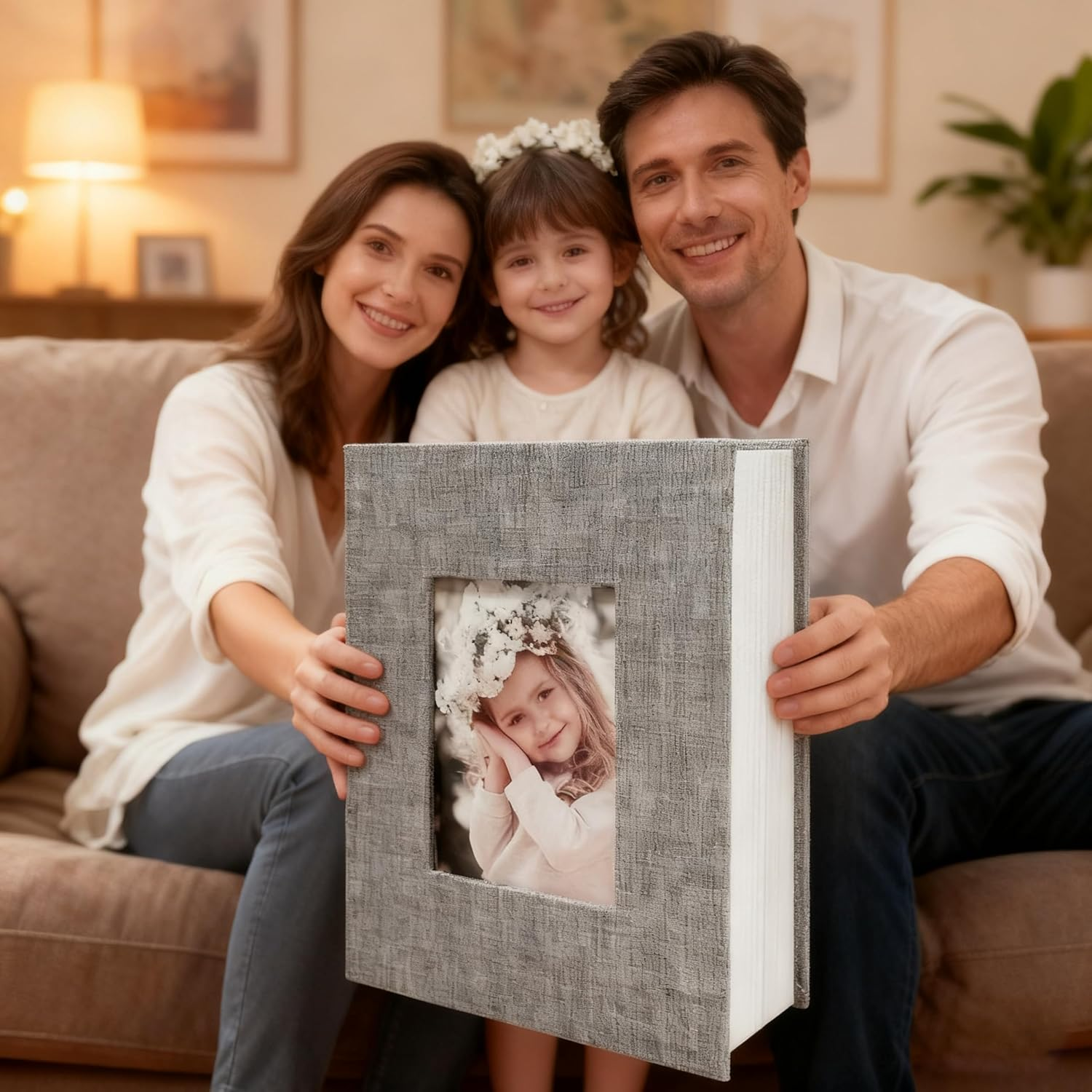 Linen Cover Mini Photo Album, Black, PVC/PU Material, 6.4X4.9 Inch, Holds 100 Pictures on 50 Pages, Perfect for Anniversaries, Baby Milestones, Vacation Memories (Grey)