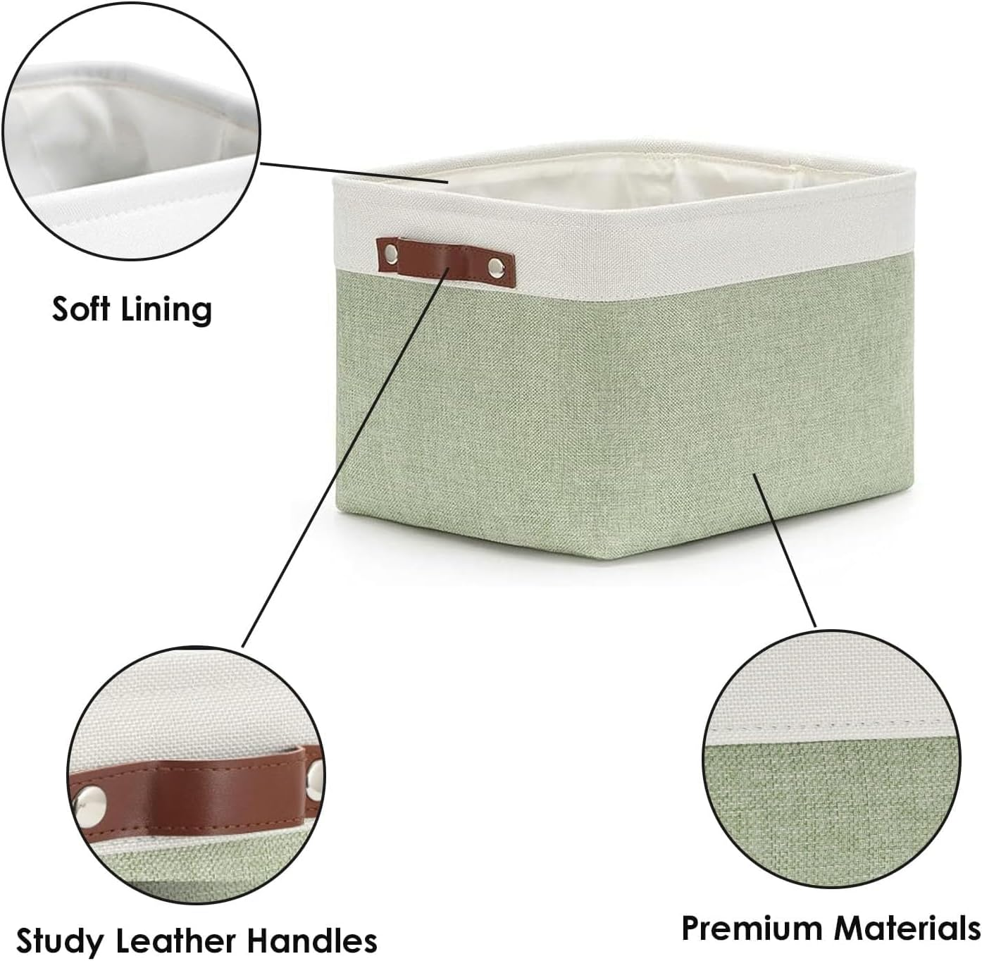 Tinyso Fabric Nursery Storage Baskets for Shelves(3 Pack),Foldable Large Storage Baskets for Organizing,Linen Storage Cube Box Decorative Baskets Bins with Handles for Closet,Clothes,Toy image number 5