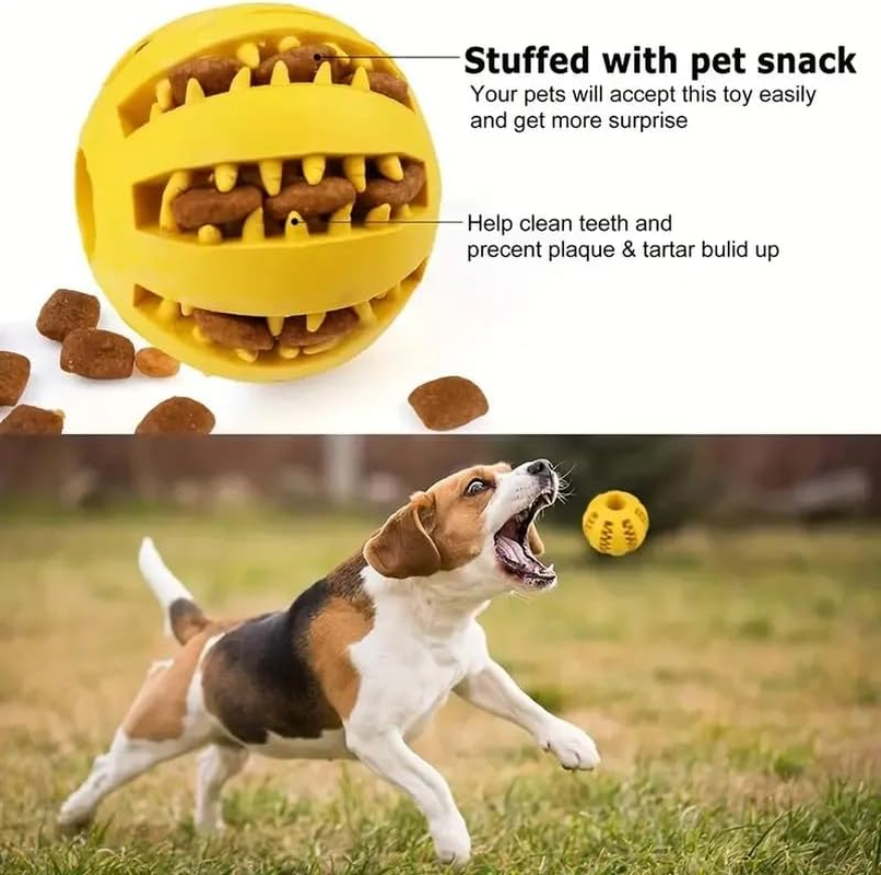 Dog Treat Feeder Chew Ball, Interactive Slow Food Dispenser Toy, Rotating Ball (Orange)