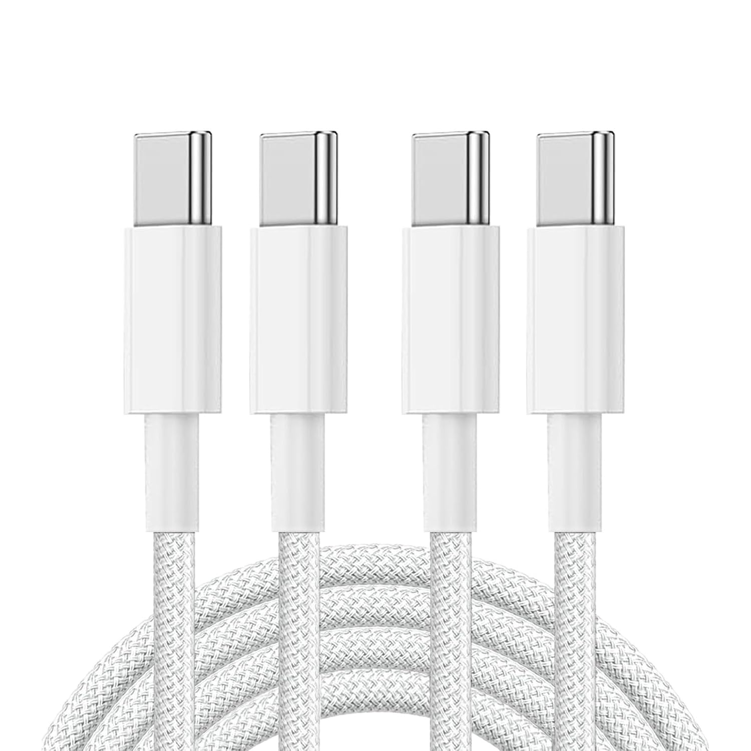 2Pack 2M USB-C to USB-C Cable 3A 60W Nylon Braided Charger Fast Charging Cable White for Apple Macbook,Ipad, Iphone 15, Iphone16, Samsung Galaxy, Google Pixel,Xiaomi image number 3