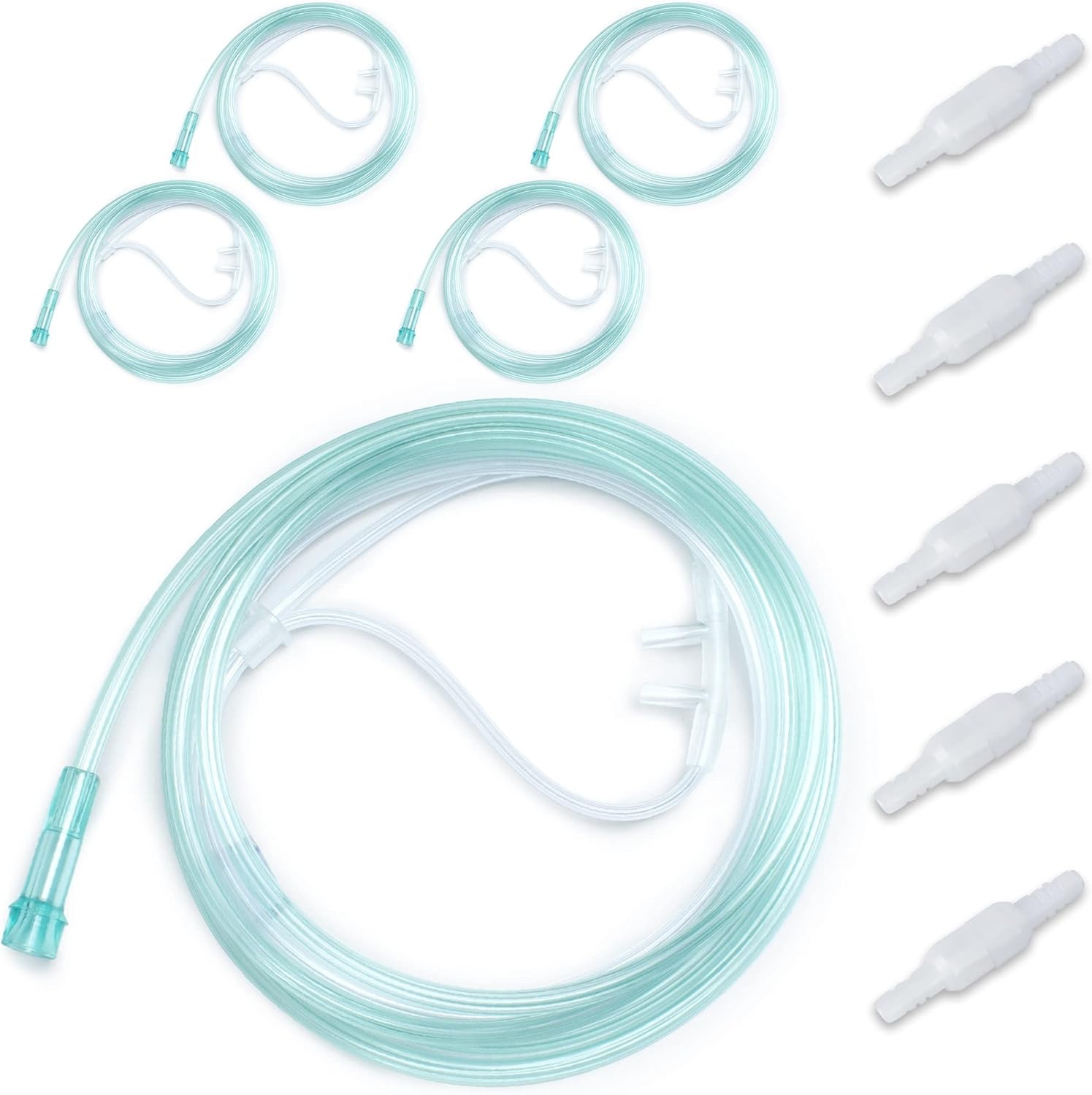 10 Packs Adult Soft Nasal Cannula for Oxygen Concentrator, 7 FT Cannula Nasal Tubing for Oxygen, Included 5PCS Nasal Cannula Oxygen Tubing and 5PCS Oxygen Tubing Connectors - Standard Connector image number 1