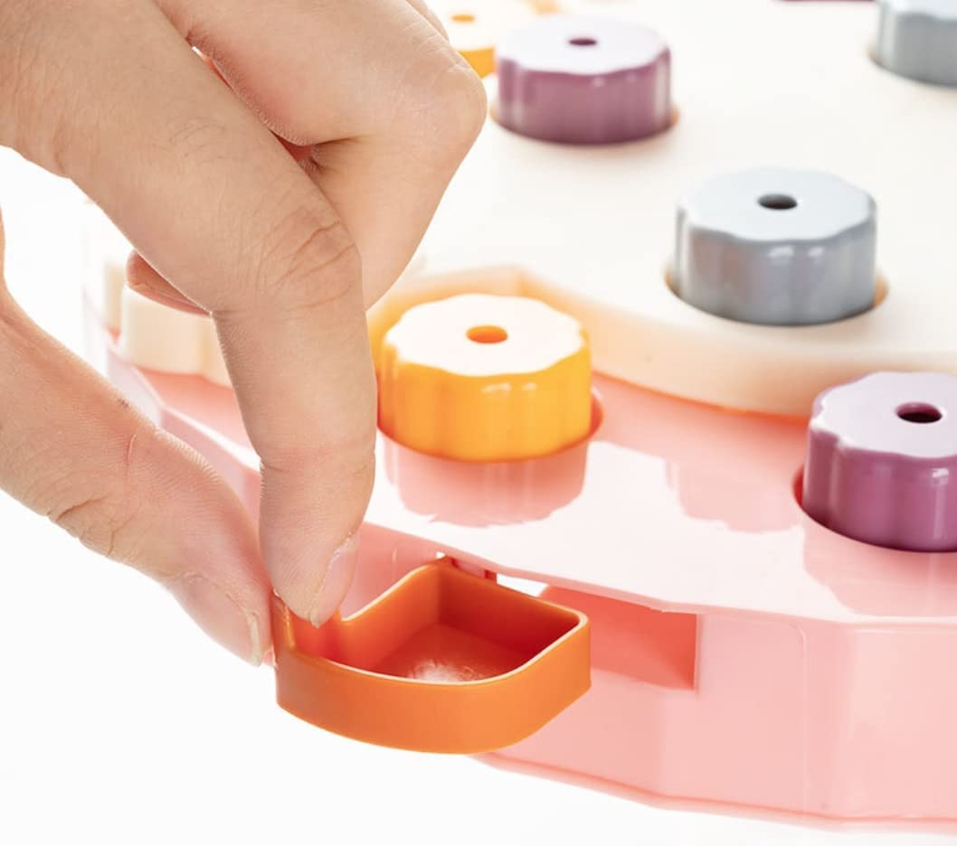 Paw Puzzlers Advanced Dog Puzzle, Enrichment Toy, Treat Puzzle, Dog Interactive Food Toy (Pink, Geometric)