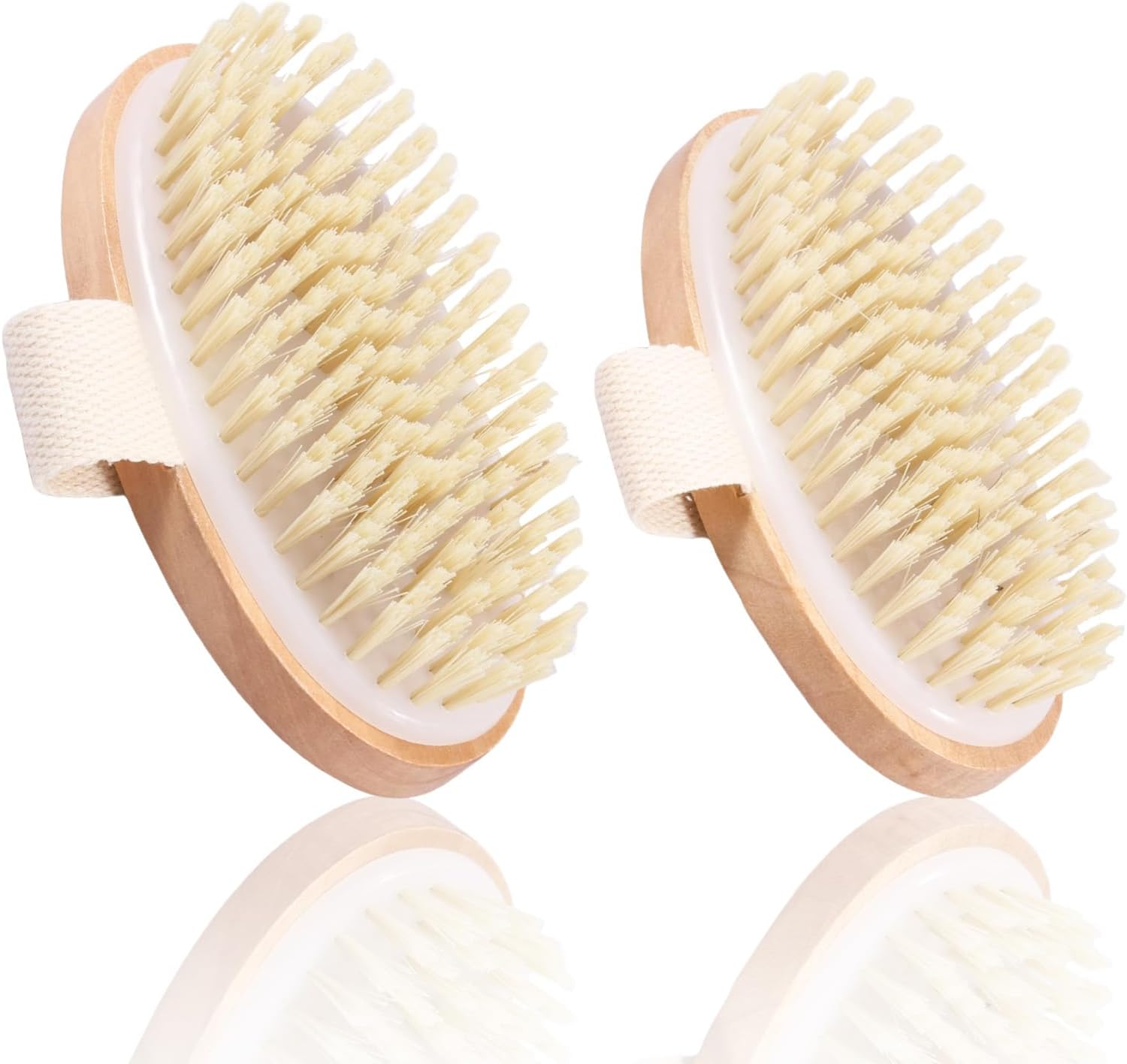 2 Pcs Dry Brushing Body Brush, Natural Bristle Drying Physique Brush, Exfoliating Dry Skin, Lymphatic Drainage, Cellulite Treatment, Improving Skin Health (A)