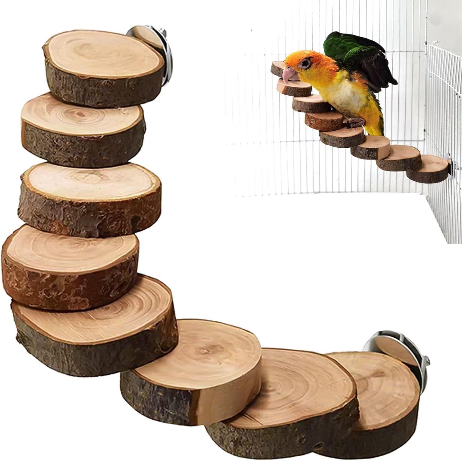 DXQCHDUO Parrot Ladder Toy,Wood Bird Ladder Perch Toy,Bird Platform Birdcage Ladder Climbing Toy 8 Step,Hamster Ladder Small Animals Cage Accessories image number 3