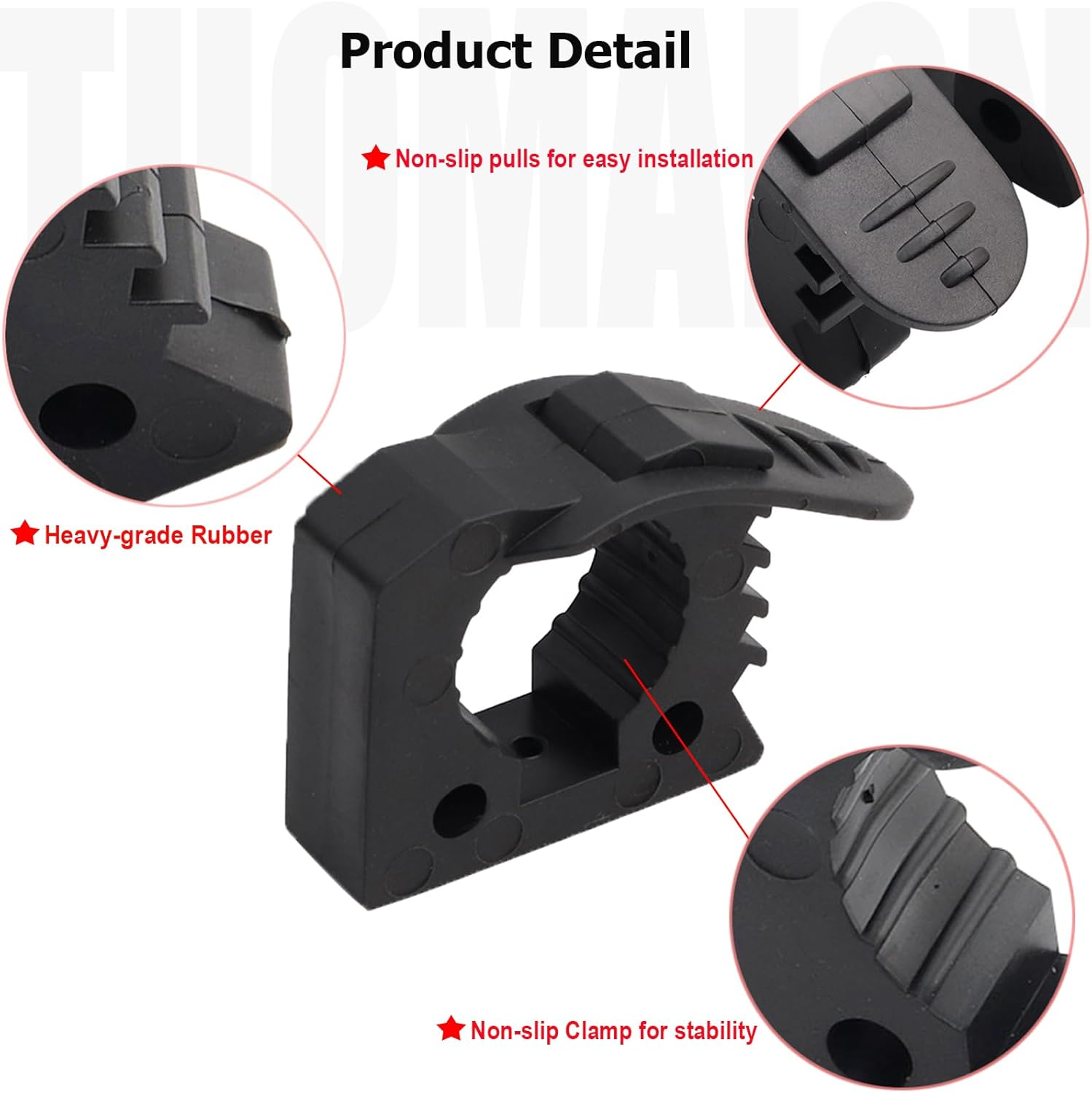 Pikioraz 2 Pack Shovel Mount, Rubber Clamp Grip for 1-1/7" to 1-4/9" Diameter Tools and Equipment Used on Off-Road Vehicle, SUV UTV ATV, RV Van, Pickup Trucks, Utility Trailers image number 5