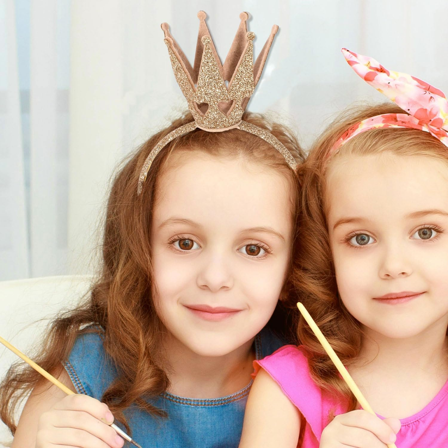 XIHIRCD Queen of Hearts Headband, Glittery Gold Headband Queen of Hearts Costume Accessories Gold Tiara Headband for Girls Masquerade Tiara image number 3