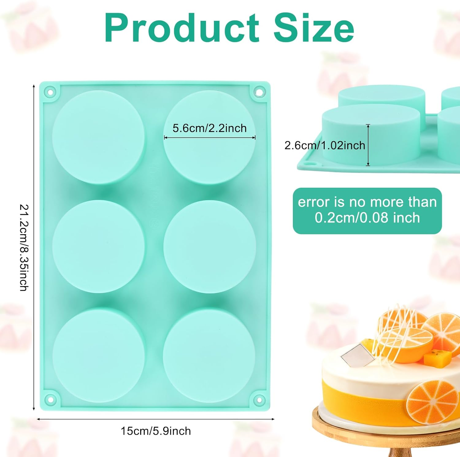 3Pcs Cake Puck Template Set, 6-Cavity Silicone Cake Moulds for Baking round Chocolate Cake Stencil Cake Baking Molds Supplies for Cake, Candy, Chocolate, Dessert