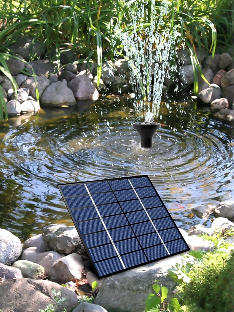 Solar Fountain Pump, Portable Solar Bird Bath Fountain with 5 Nozzles, Outdoor Solar Powered Water Fountain, Electric Multipurpose Solar Pond Pump for Garden Small Pond Pool Fish Tank image number 4