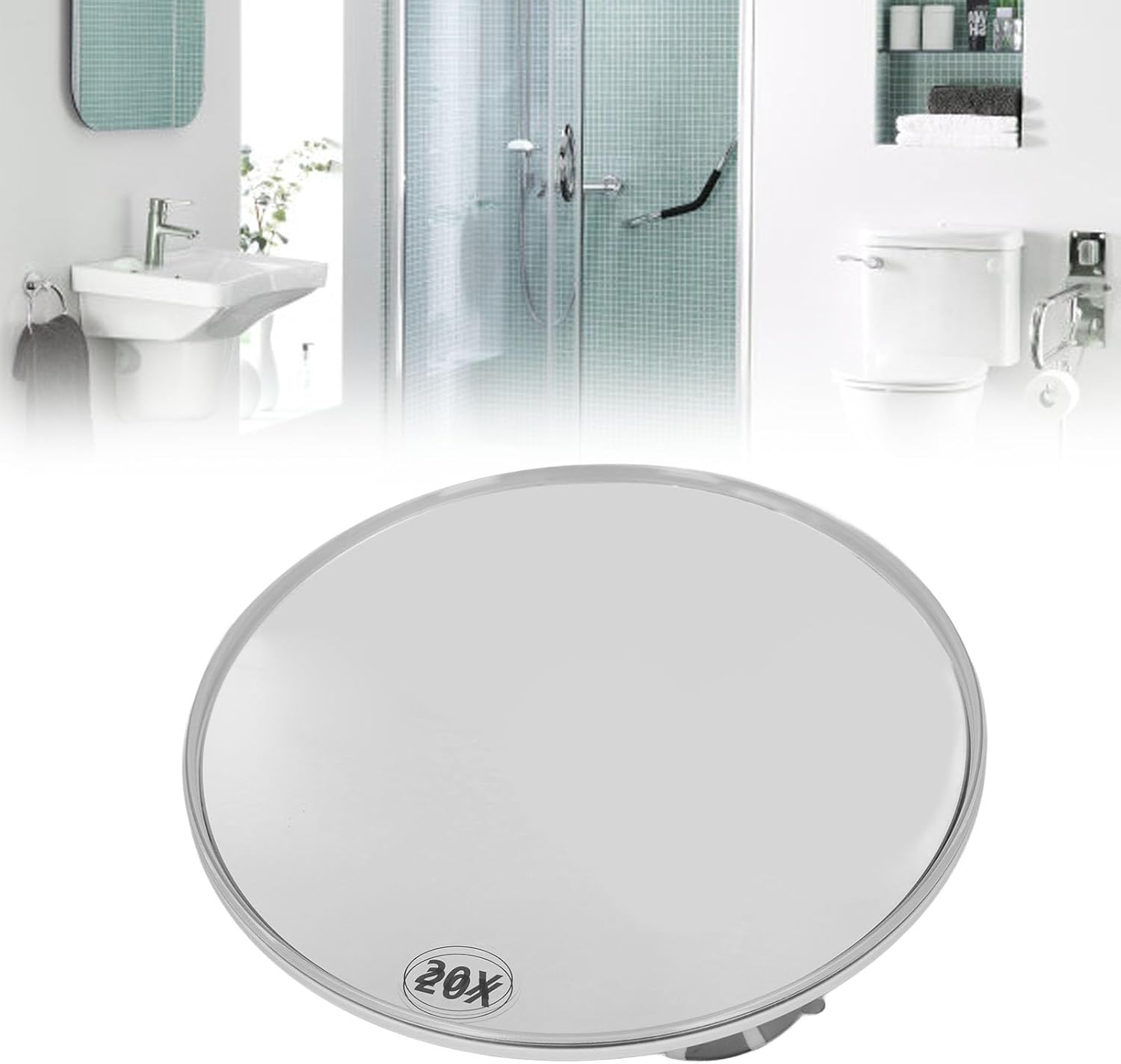 Cryfokt 20X Magnifying Mirror with 3 Suction Cups, Portable round Makeup Mirror for Bathroom, Tweezing, Easy Mounting Makeup Mirror, Blackhead Removal, Space Saving Magnify Mirror (White) image number 2