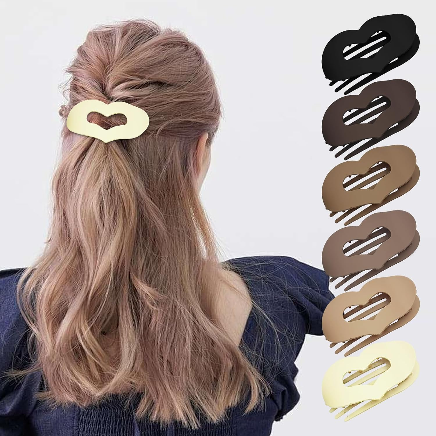 Pack of 6 Duck Beak Hair Clips, Women'S Heart Flat Hair Clips, Flat Hair Clips, Leopard Print Hair Clip, Thin Hair image number 2