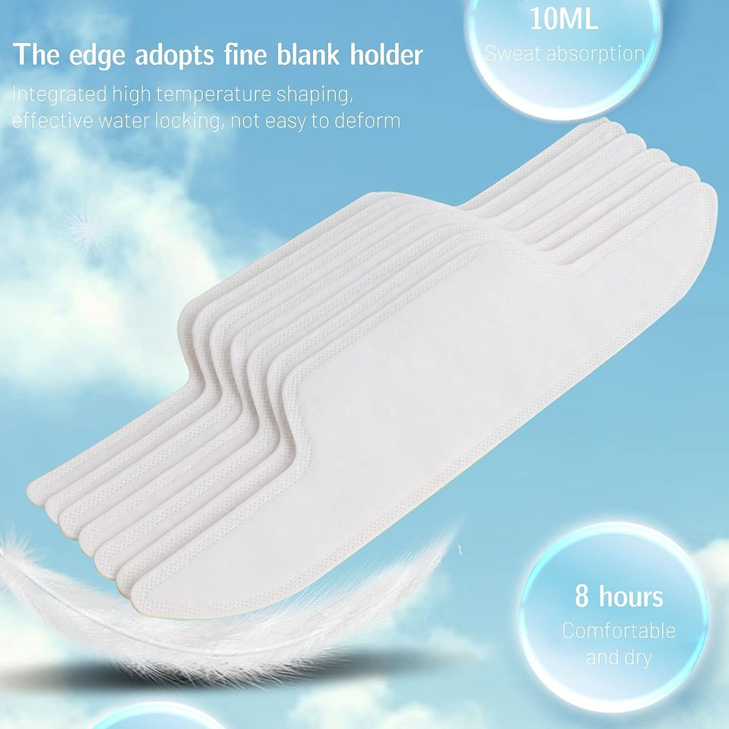 20PCS Disposable Collar Protector Self-Adhesive Shirt Sweat Pads for Shirts, Collar Underarm Sweat Pads Shirt Neck Liner image number 2