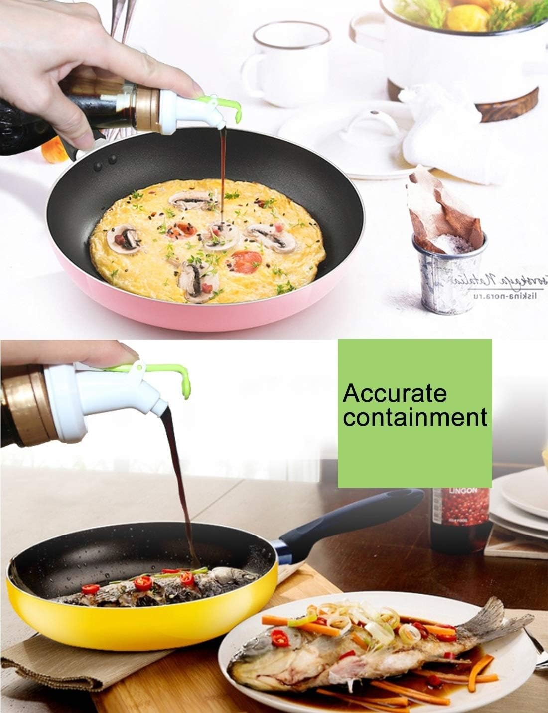 Kitchenware Gadgets 2 PCS Kitchen Leakproof Liquid Flavouring Oil Soy Sauce Vinegar Spice Jar Bottle Cap anti Choking Drinking Bottle Milk Bottle Cover Kitchenware Gadgets image number 3