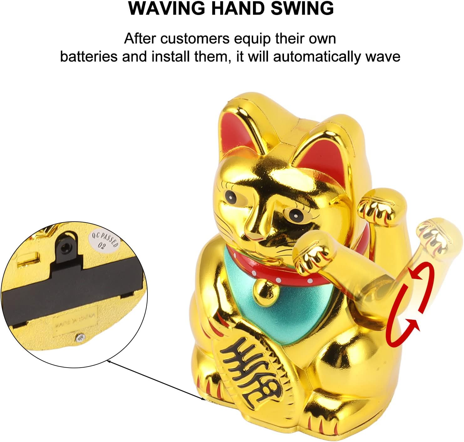 4 Inch Lucky Fortune Cat Maneki Neko, Lucky Cat Decor Hand Waving Welcoming Cat for Home Desk Ornament Gift Giving, Feng Shui Business Ornament Home Decor (Gold) image number 4