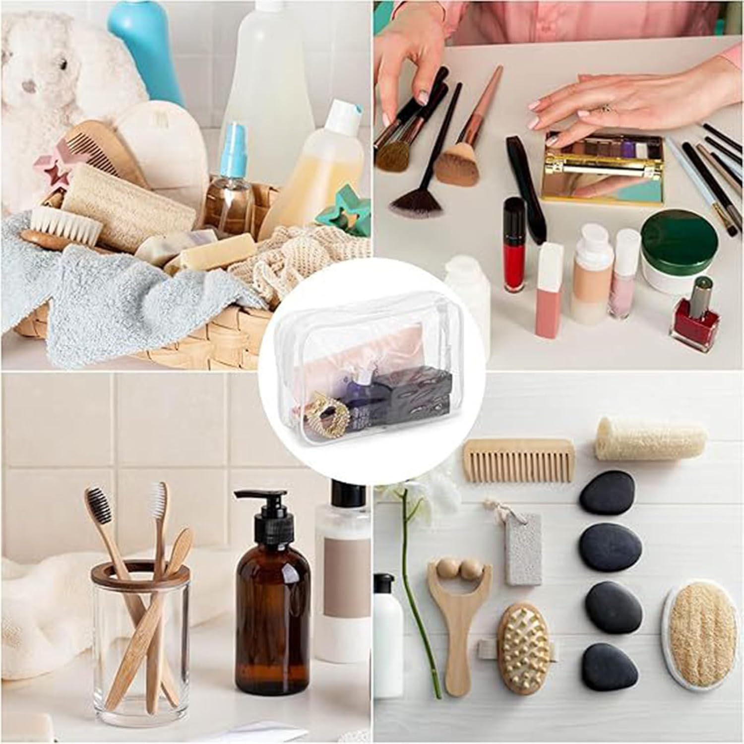 TSA Approved 3 Pack Toiletry Clear Makeup Bag, Waterproof Quart Size Travel Makeup Cosmetic Bag for Women Men,Carry on Airport Airline Compliant Bag image number 3