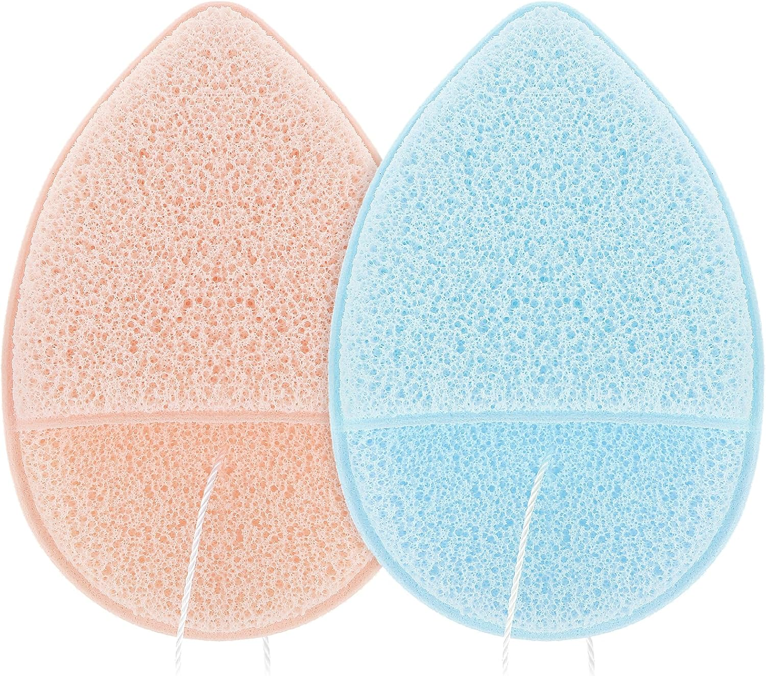 2 PCS Facial Sponge Konjac Glove Bath Sponge Gentle Exfoliating Pads Wash Reusable Puff for Daily Face Deep Pore Cleansing Blackheads Dead Skin, Makeup Remover (Gray, Green)