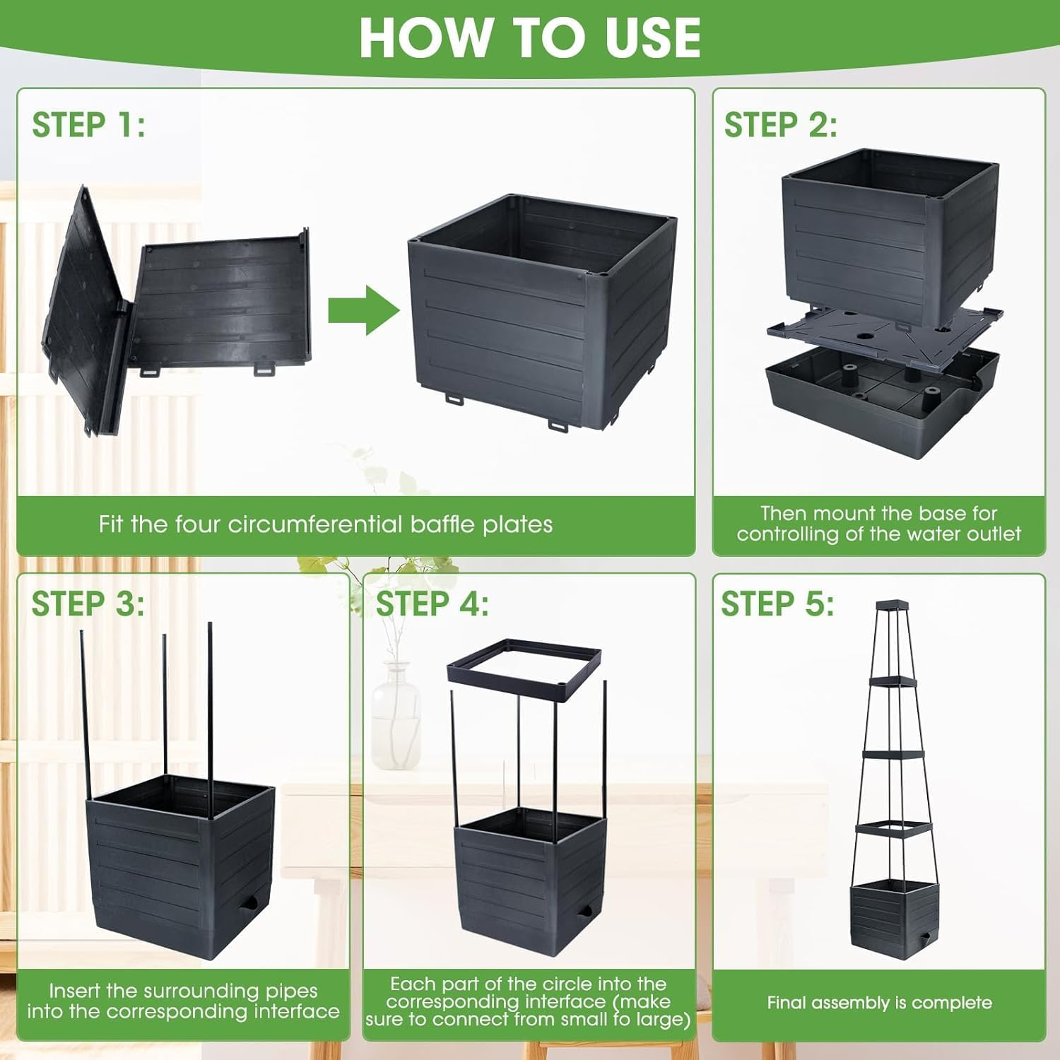 Raised Garden Bed, Planter Boxes with Trellis 55.1'' Tomato Planters for Climbing Vine Vegetables Flowers Plants Self Watering Tomatoes Cage for Outdoor Patio Greenhouse image number 3