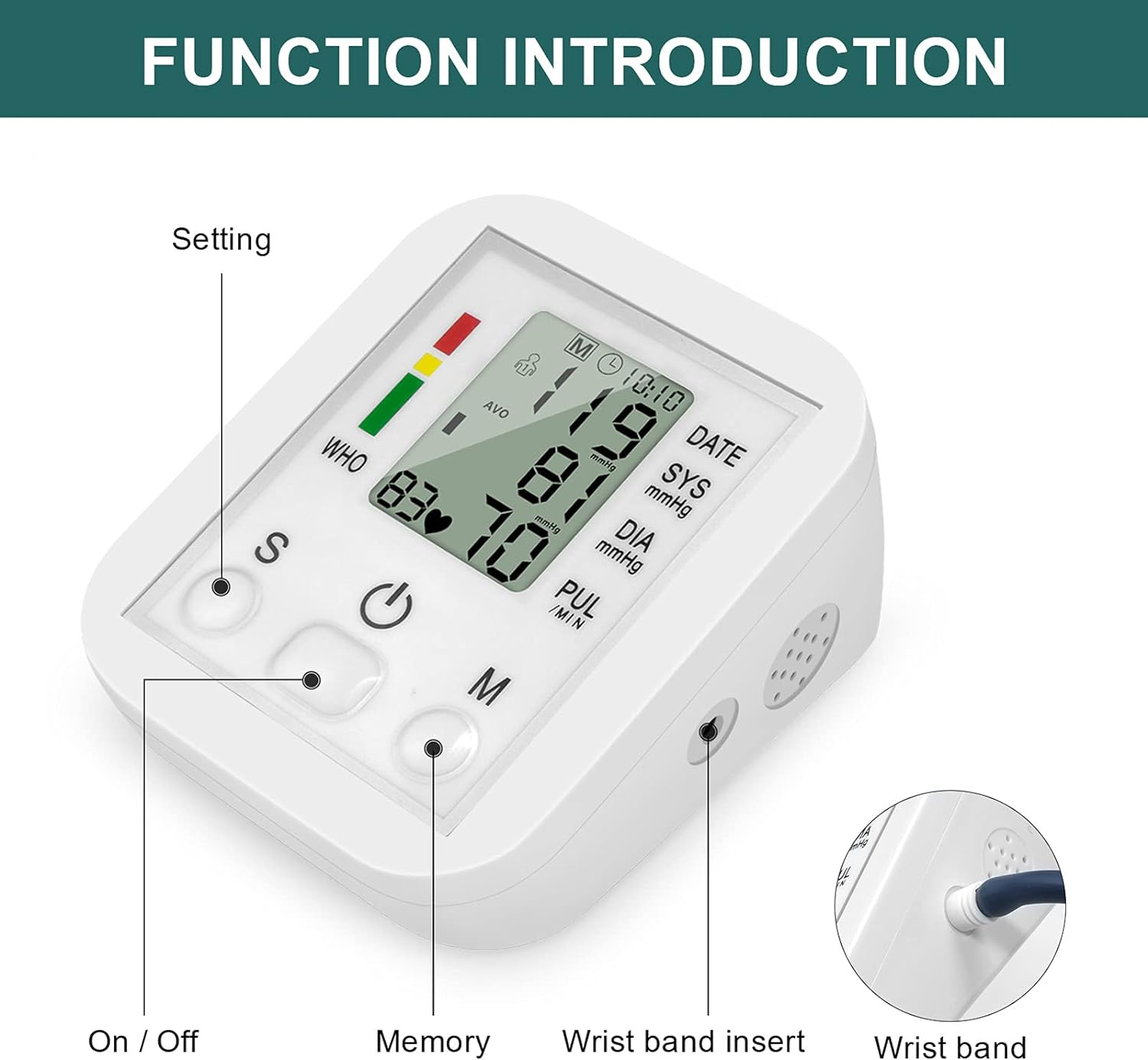 Portable Electronic Blood Pressure Monitor Household Arm Band Type Sphygmomanometer with LCD Display Accurate Measurement image number 6