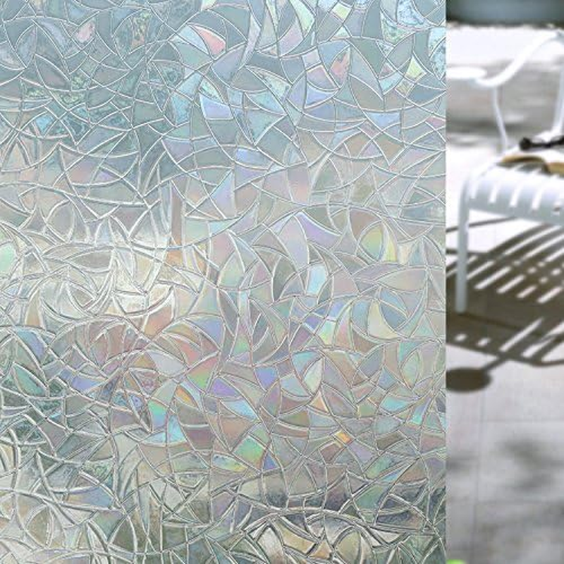 Arthome Blinds Frosted Privacy Window Film Static Cling Glass Window Sticker No Glue Sun Blocking Anti-Uv Window Tint Vinyl for Living Room Home Office Decor Striped Pattern 60X254Cm image number 4