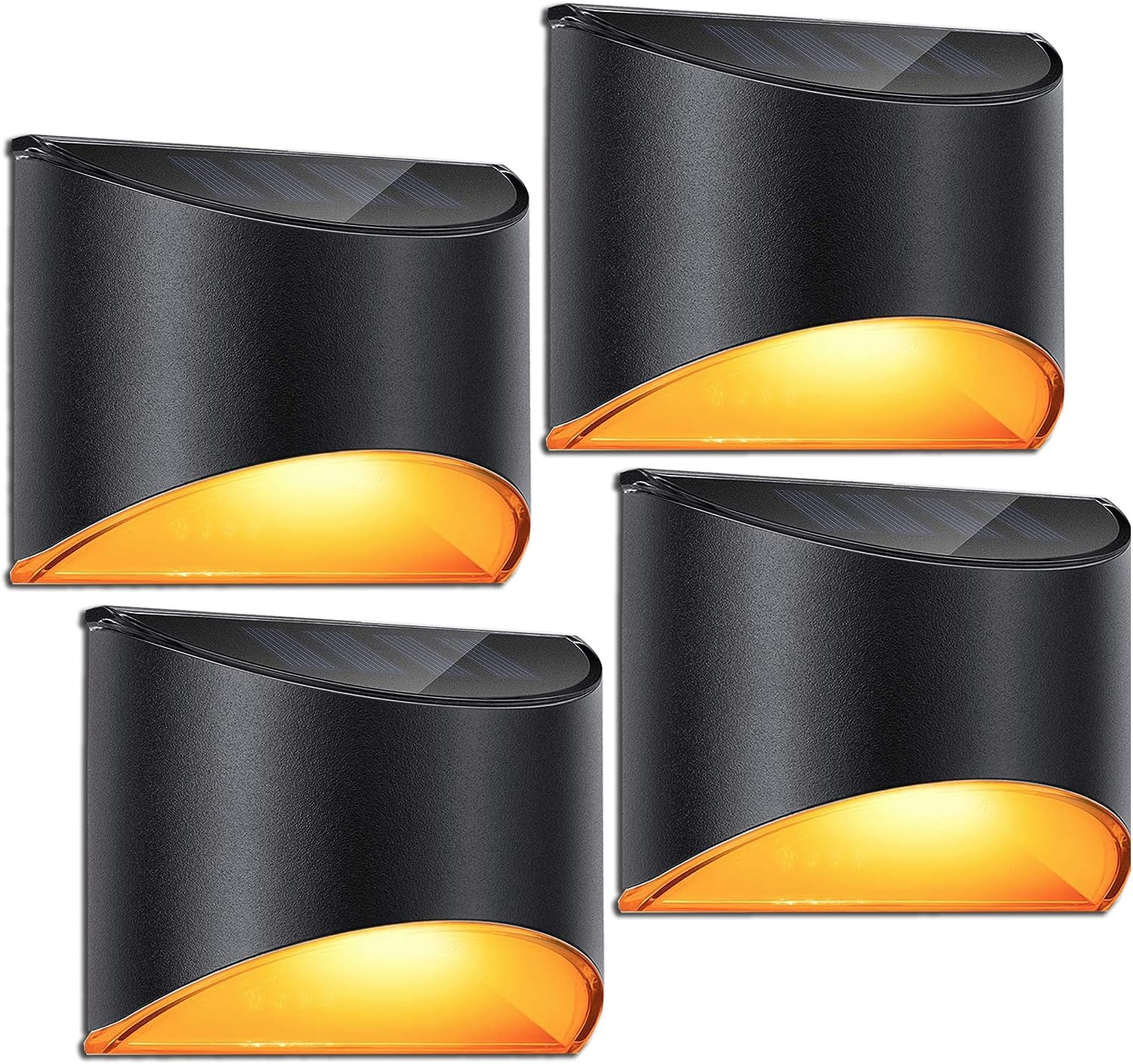 Leidrail Solar Step Lights Outdoor Deck Fence Stair Warm Light Sun Powered LED Illuminated Landscape Lighting Waterproof for House Yard Garden Post Black - 4 Pack image number 1