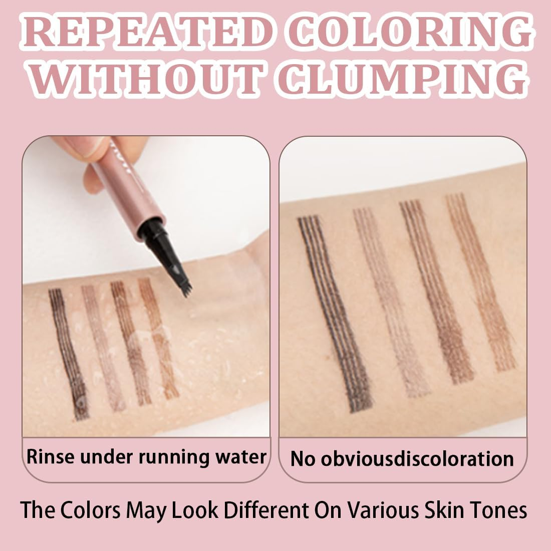 3D Waterproof Microblading Eyebrow Pencil, Magic Eyebrow Pencil, Waterproof Contour Pen Precise with 4 Tips, Effortlessly Creates Natural-Looking Brows (Grey) - Grey image number 5