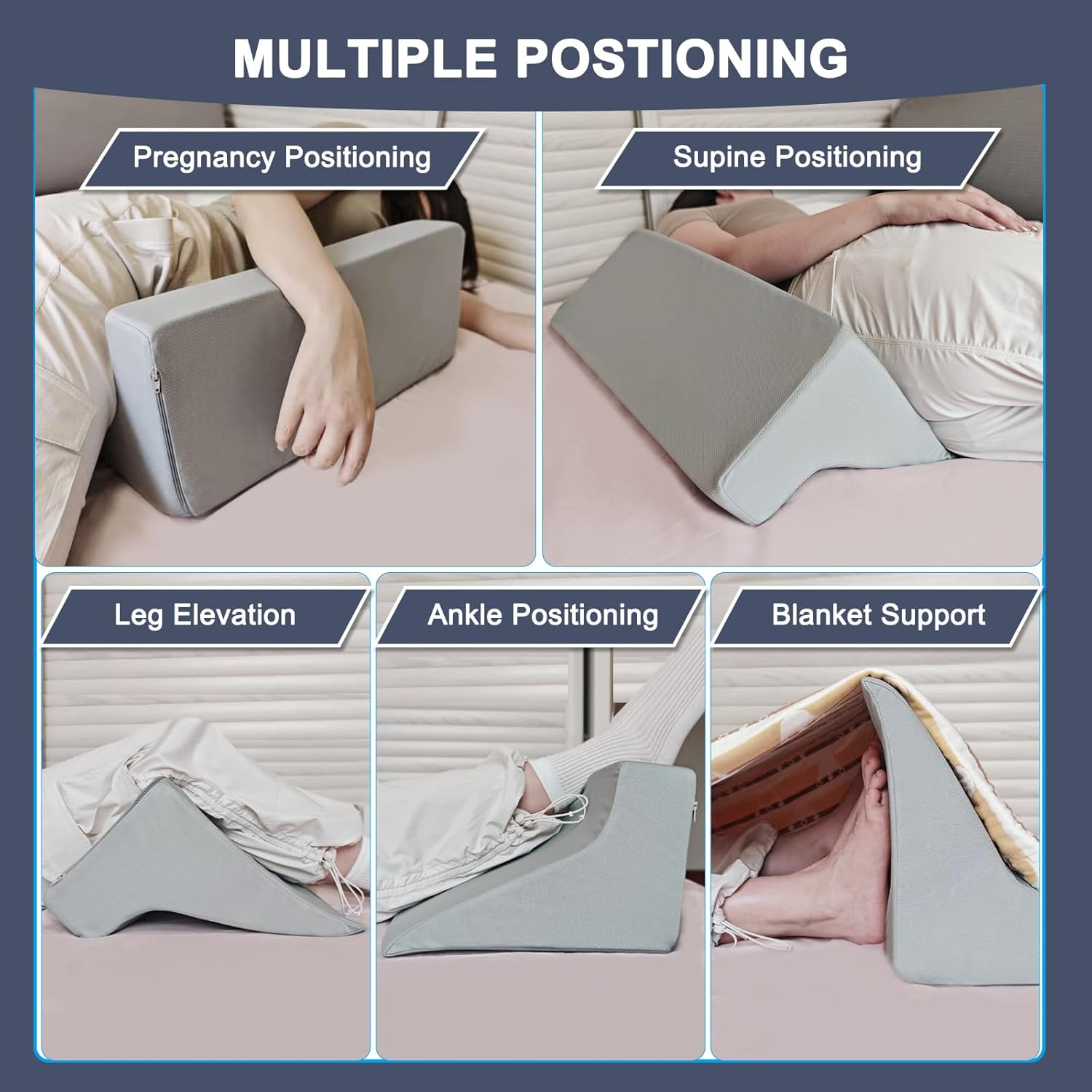 FOUXTEL Blanket Lifter for Feet &ndash; Bed Sheet Raiser, Post-Surgery Foot Elevation Pillow with Removable Washable Cover &ndash; Leg, Knee & Ankle Pain Relief for Arthritis, Neuropathy & Recovery (Grey) image number 6