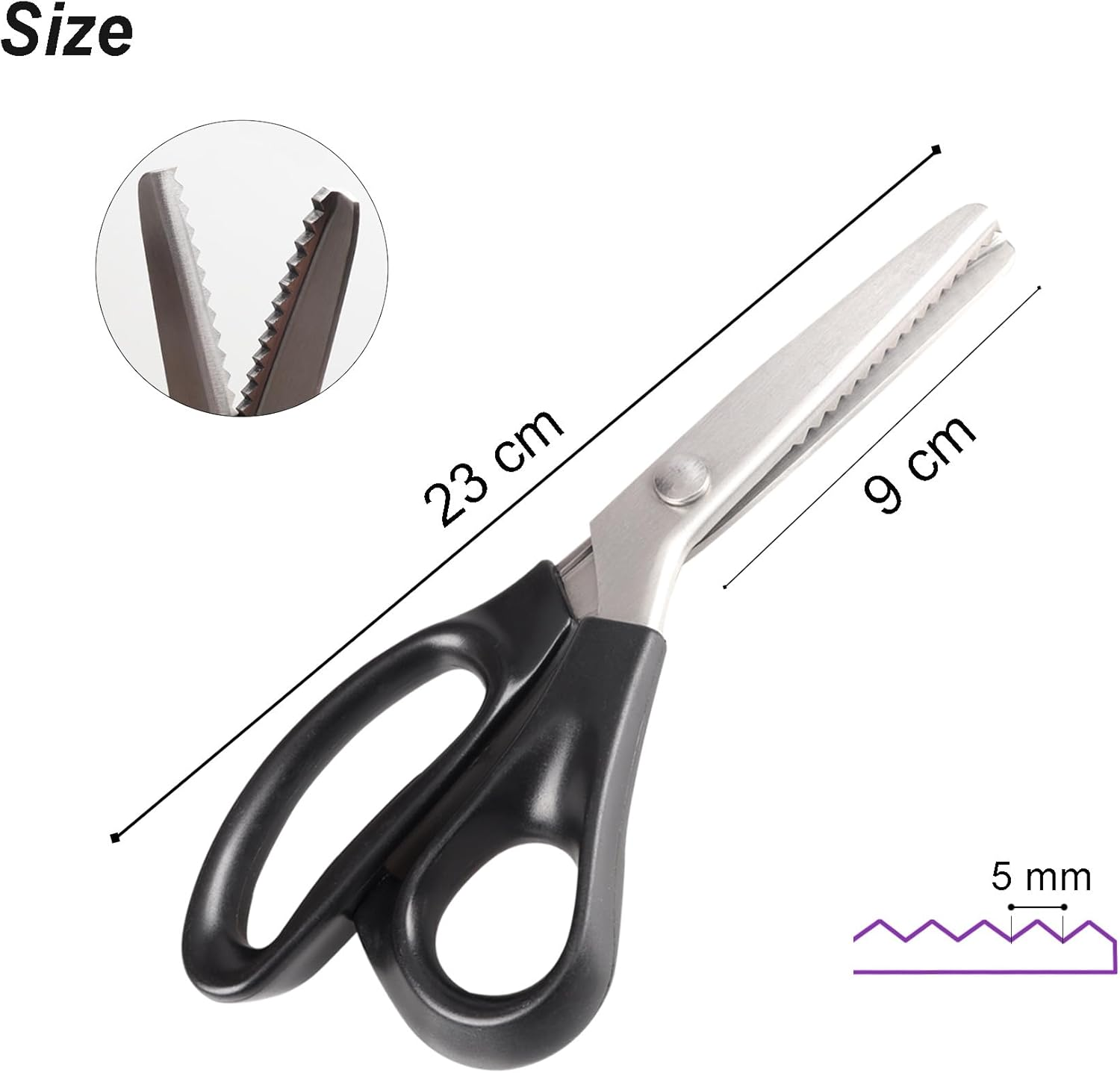 Pinking Shears for Fabric Cutting, 9" Zig Zag Scissors Decorative Edge Sewing Scissors, Stainless Steel Craft Scissors, Professional Handheld Dressmaking, Scrapbook Supplies, for Arts/Crafts/Leather