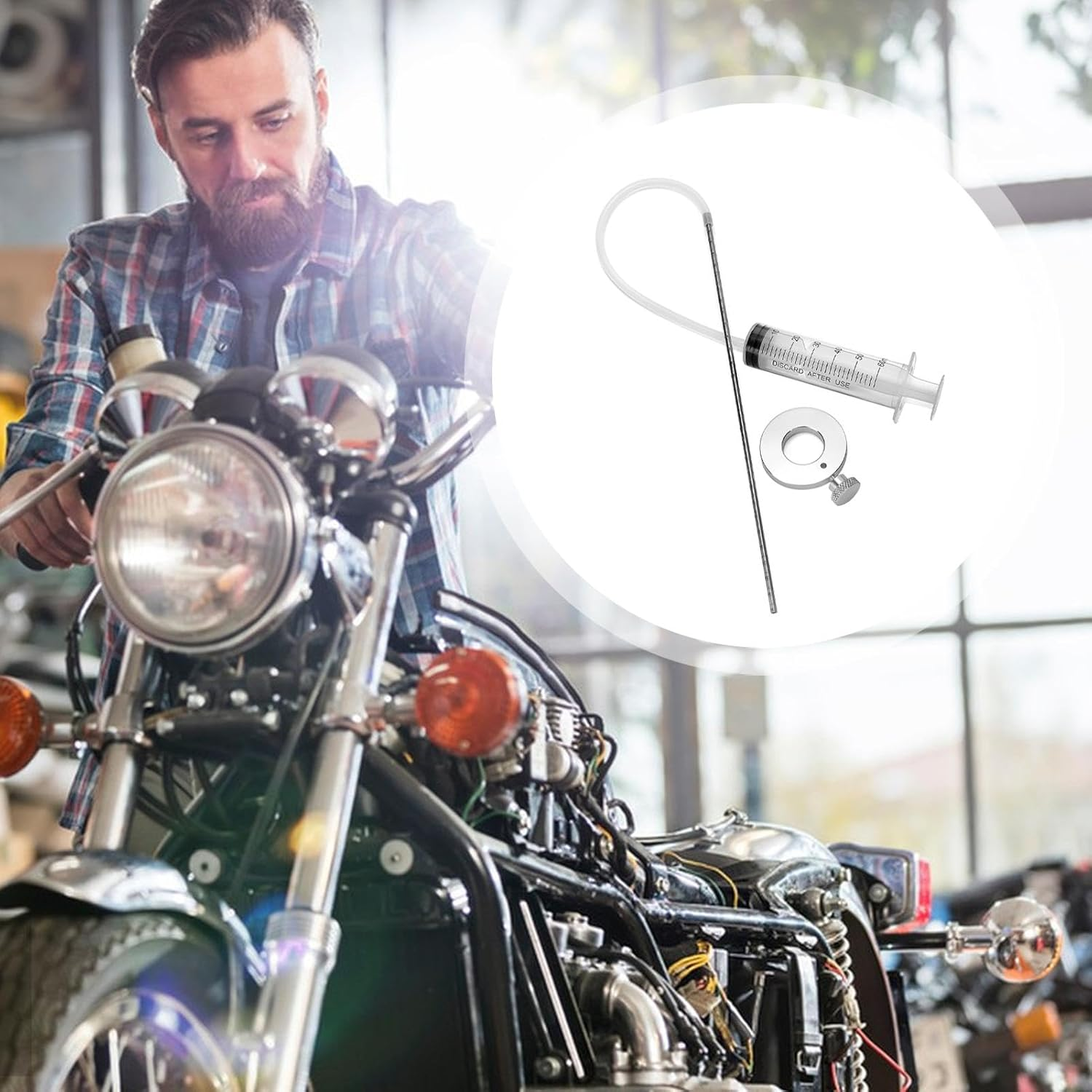 Rrlihjgu Motorcycle Fork Oil Seal Oil Driver, Fork Oil Level Tool,Precise Motorcycle Fork Tool | Sealed Automotive Equipment Tight for Youth image number 1