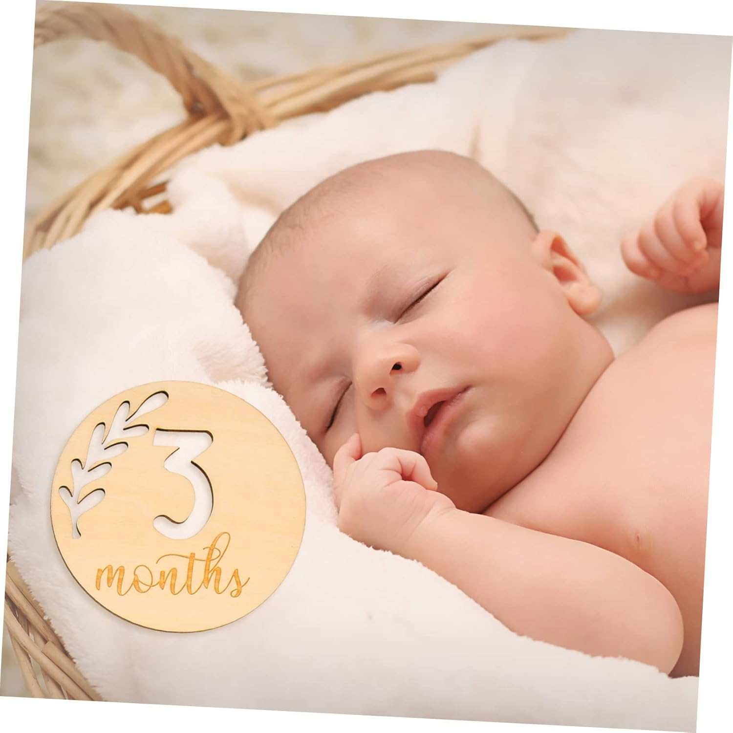 12Pcs Hollowed Wooden Baby Milestone Cards Infant Monthly Growth Blocks Photography Props for Newborns Baby Supplies Monthly Commemorative Set image number 3
