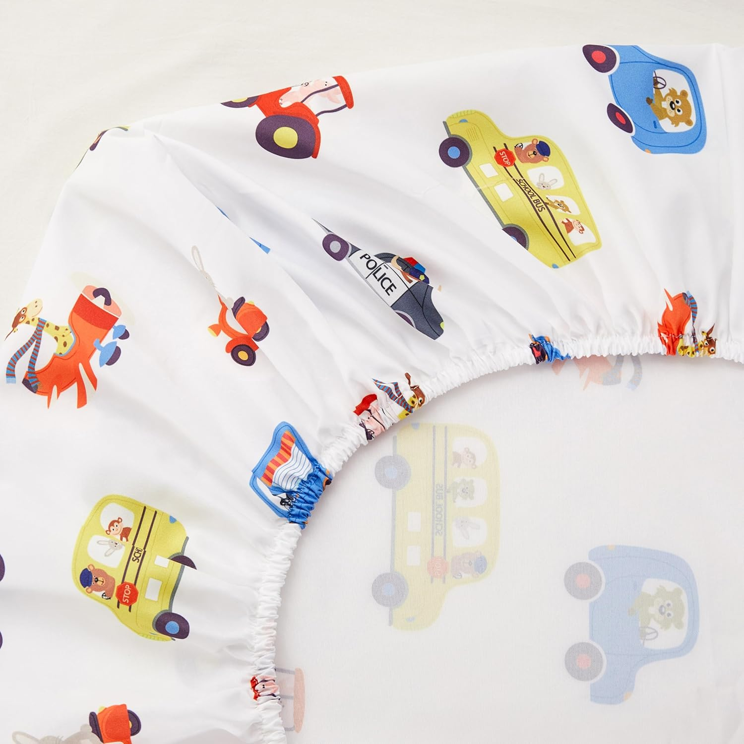 PINNKKU 4-Piece Toddler Bedding Set, Bed-In-A-Bag Comforter Set, Includes 1 Flat Sheet, 1 Fitted Sheet, 1 Comforter and 1 Reversible Pillowcase, Standard Toddler Comforter & Sheet Set, Cars & Road - Solar System image number 3