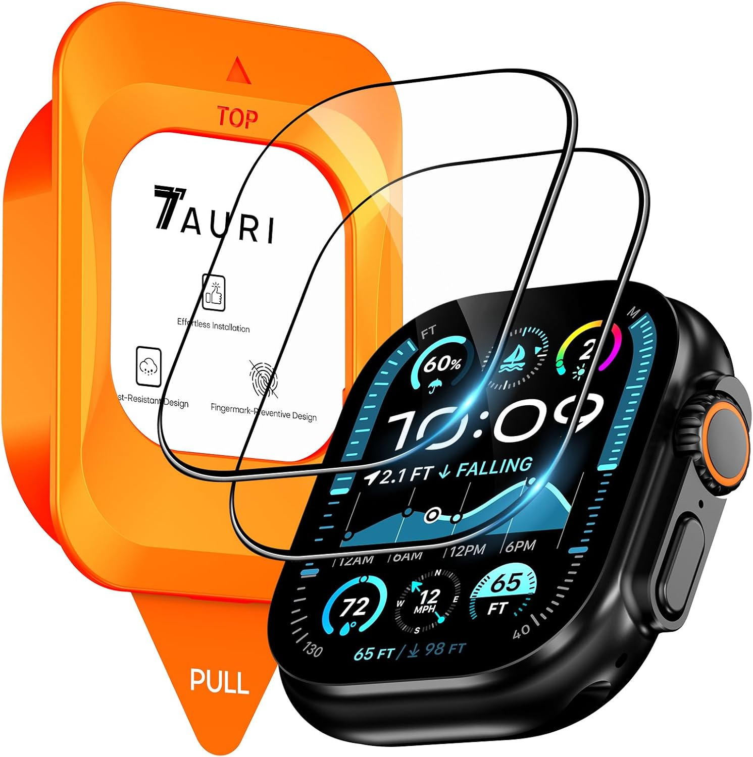 TAURI 2 Pack Screen Protector for Apple Watch Ultra 2/1 49Mm, with Auto-Installation, Tempered Glass, Scratch-Resistant,[Military Grade Protection] Film image number 3