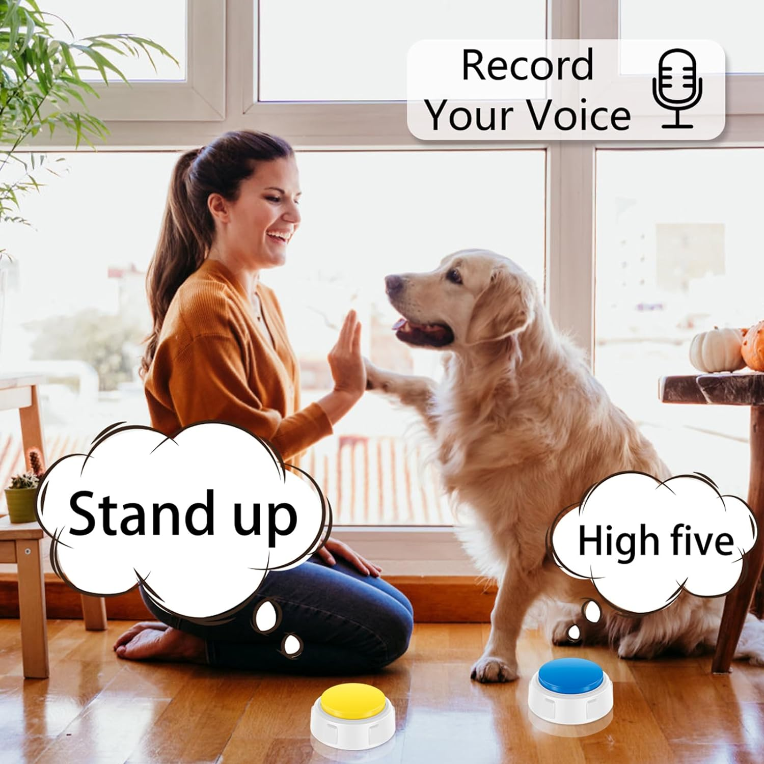 4Pcs Dog Talking Button and Non-Slip Mat, Pet Training Buzzer, Recordable Training Buttons for Dogs, 30Seconds Voice Recording, Portable Easy to Use for Communication Dogs Pet image number 5