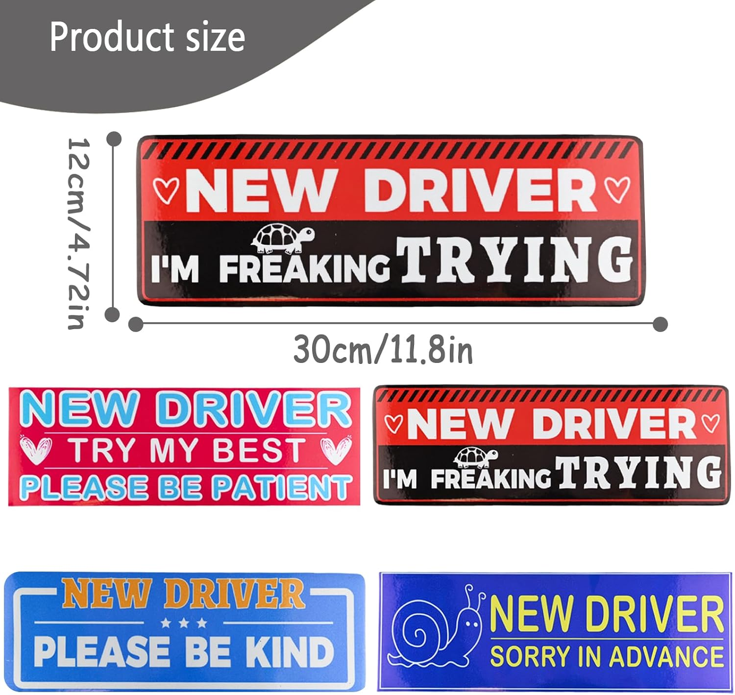 4 PCS New Driver Magnet for Car, Student Driver Magnet for Car, Removable Novice Rookie Safety Attention Sign Sticker, Funny Bumper Stickers Accessories(11.8 * 4.72In) image number 5