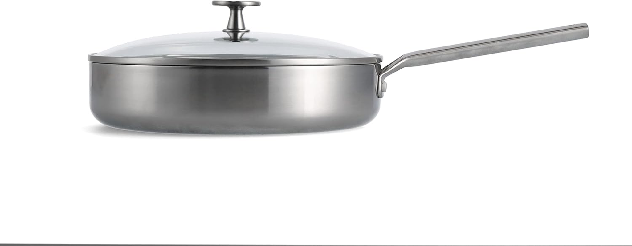 Blue Diamond Cookware Tri-Ply Stainless Steel Ceramic Nonstick 28Cm Skillet with Lid, Pfas-Free, Multi Clad, Induction, Dishwasher Safe, Oven Safe, Silver image number 4