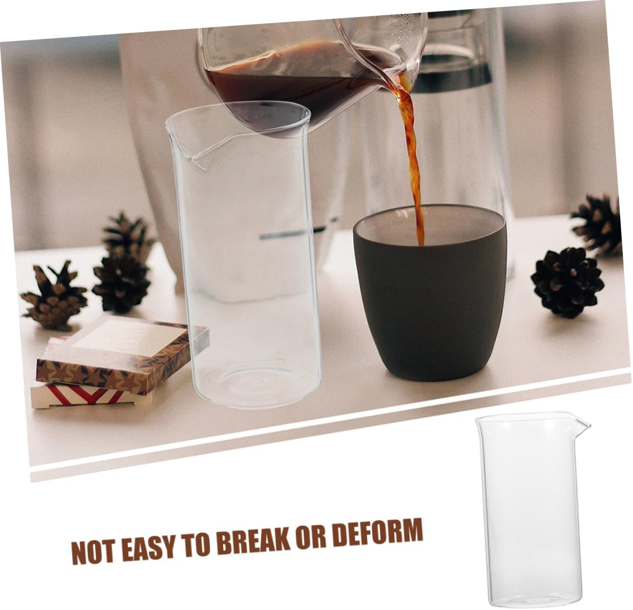 Mobestech Cup Accessories Coffee Plunger Espresso Cup Press Coffee Maker Reusable Filter and Glass Measuring image number 2