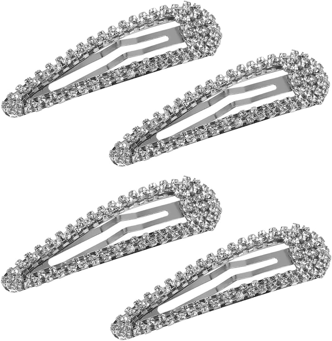 Orivin 4Pcs Silver Rhinestone Hair Clips Alloy Decorative Fashion Styling Accessories for Women Daily Wear Party Date​ image number 5