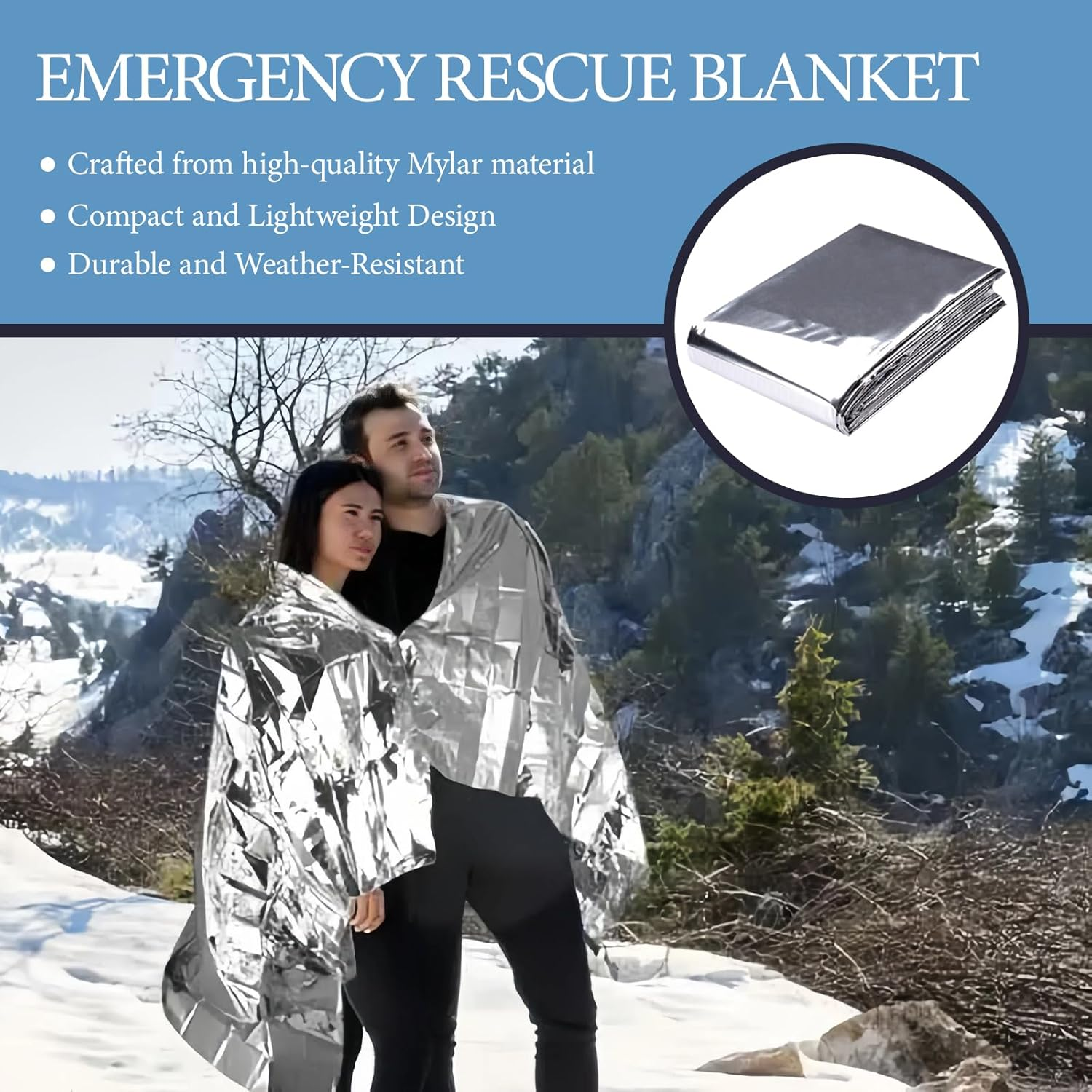 Rescue Blankets, Emergency Blanket, Emergency Thermal Blankets, Survival Reflectivethermal First Aid Foil Blanket for Camping and Emergency Ideal for Outdoors, Survival, Hiking, First Aid (6)