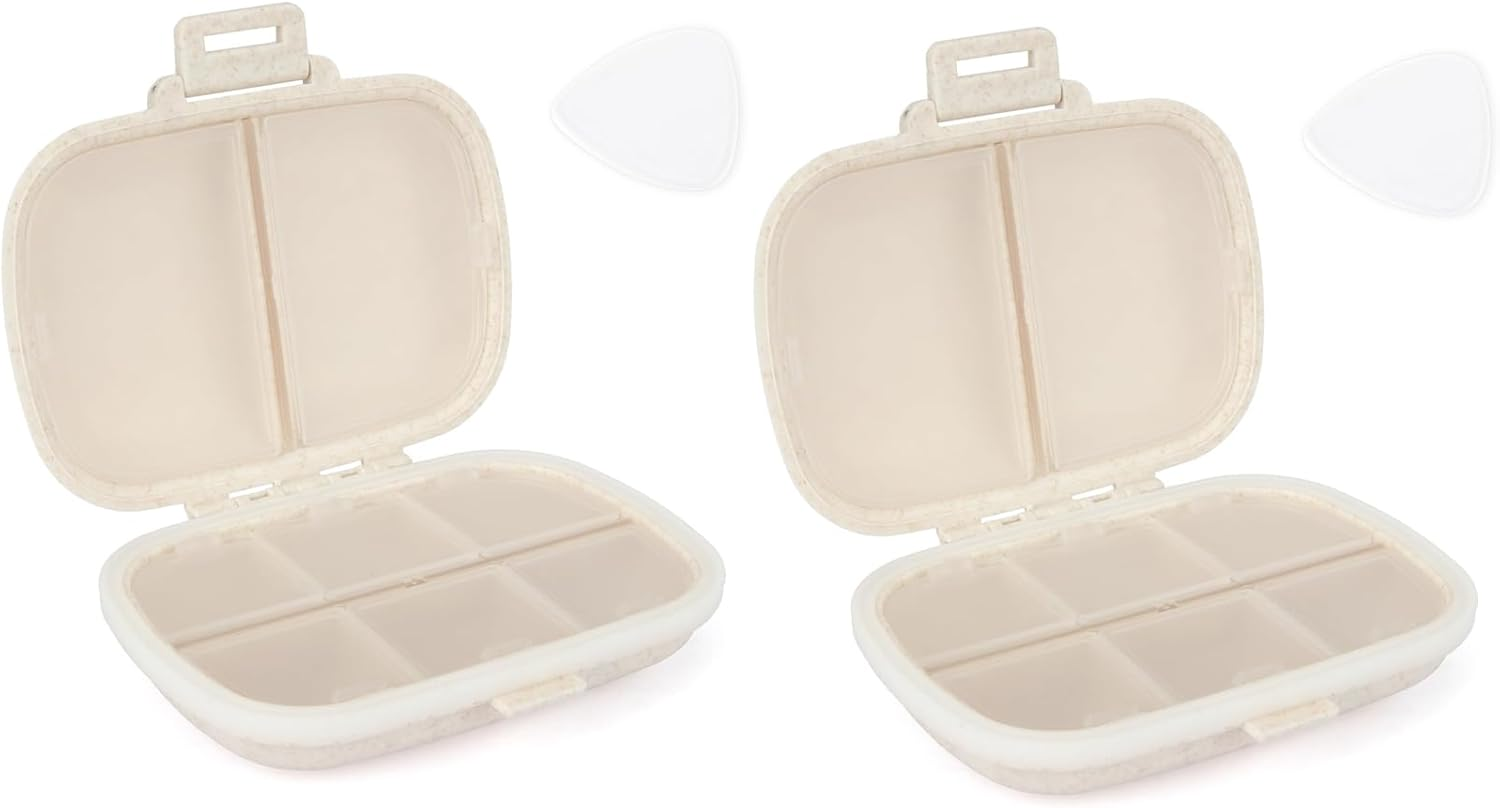 Pill Organizer 8 Compartments Daily Pill Case Small Pill Box for Pocket Purs Travel Medicine Organizer Portable Pill Container Supplement Pill Box Travel Pill Organizer Medicine Vitamin Organizer