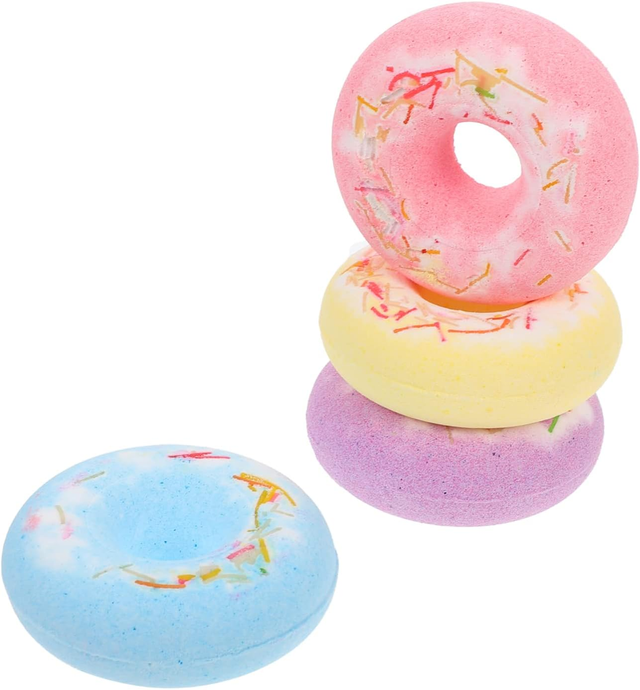 OSOLADY 4Pcs Doughnut Shape Bath Set Bath Salt for Skin Moisturizing and Exfoliation Random Colors for Home Travel and Hotel Use image number 2