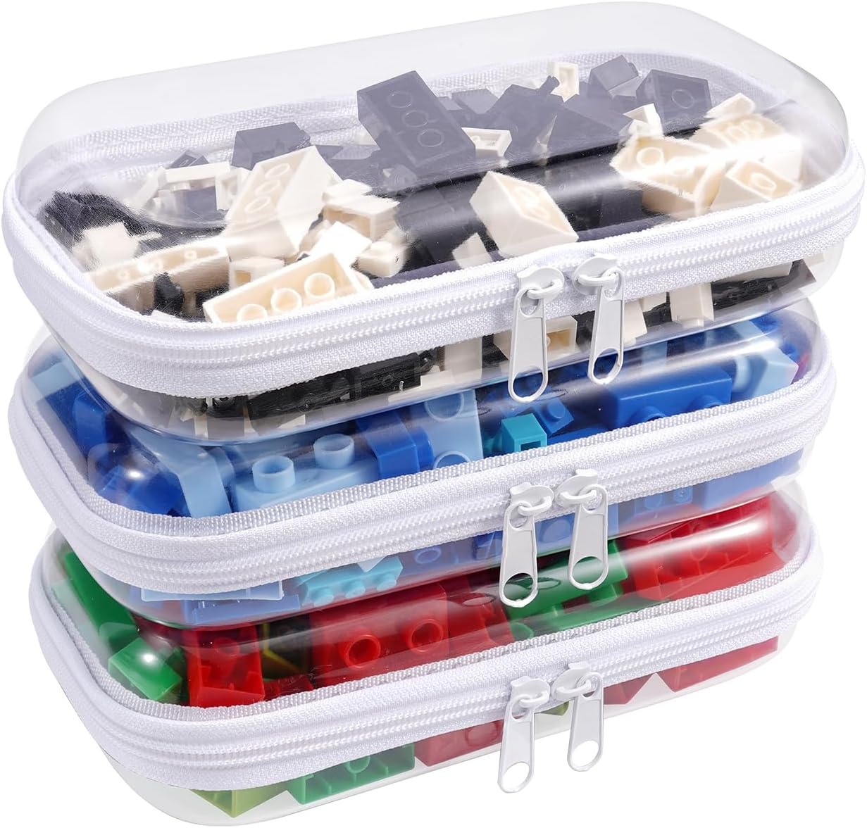 Clear Hard Shell Zipper Case,3Pcs Transparent Clear Zipper Pouches,Hard Side Plastic Case Set,Portable Travel Storage Organizer Bins